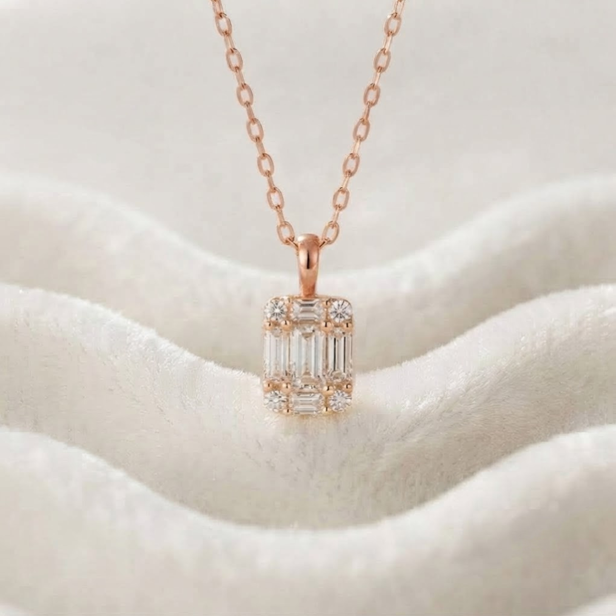 Diamond Baguette Cut Necklace