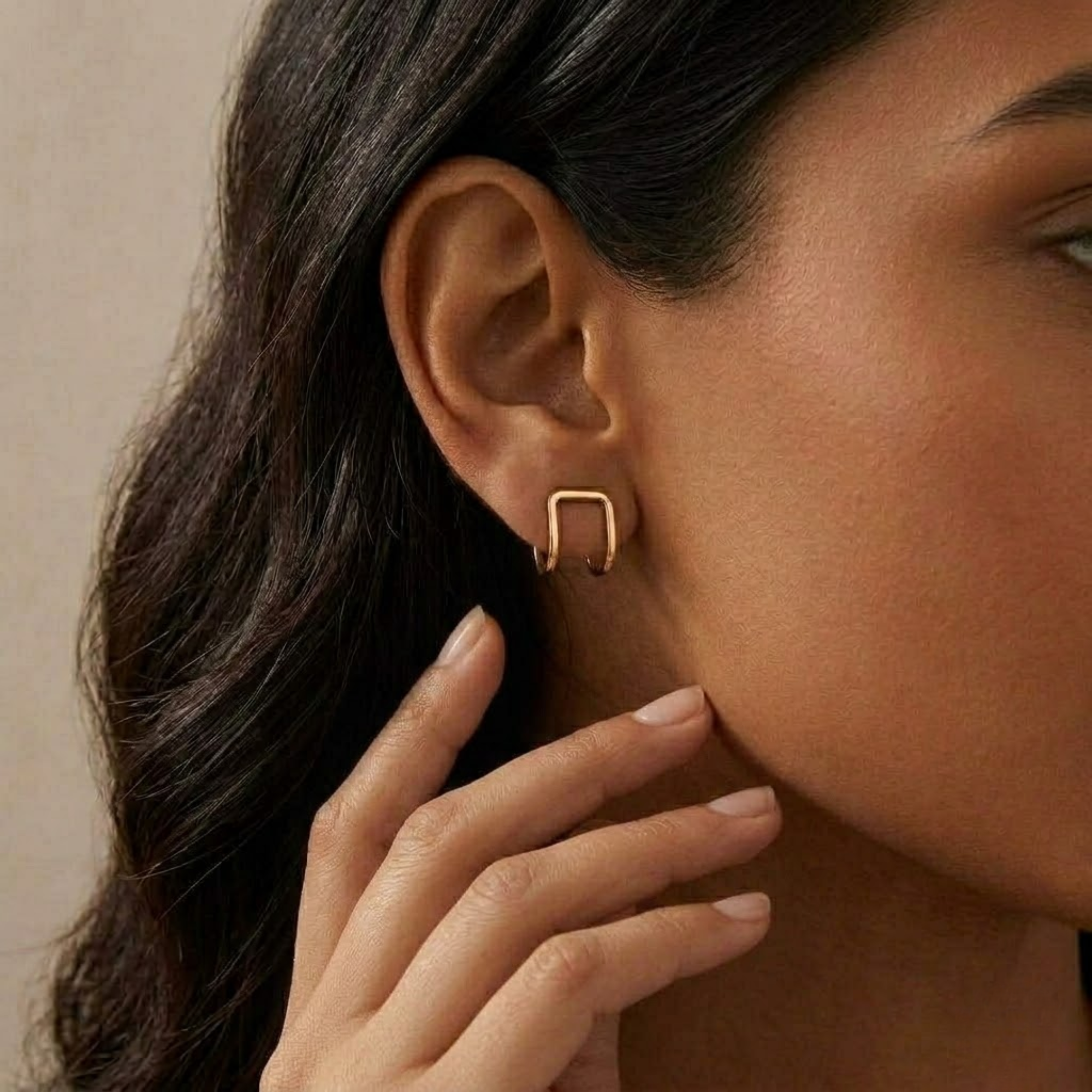 Huggie Square Jacket Earrings