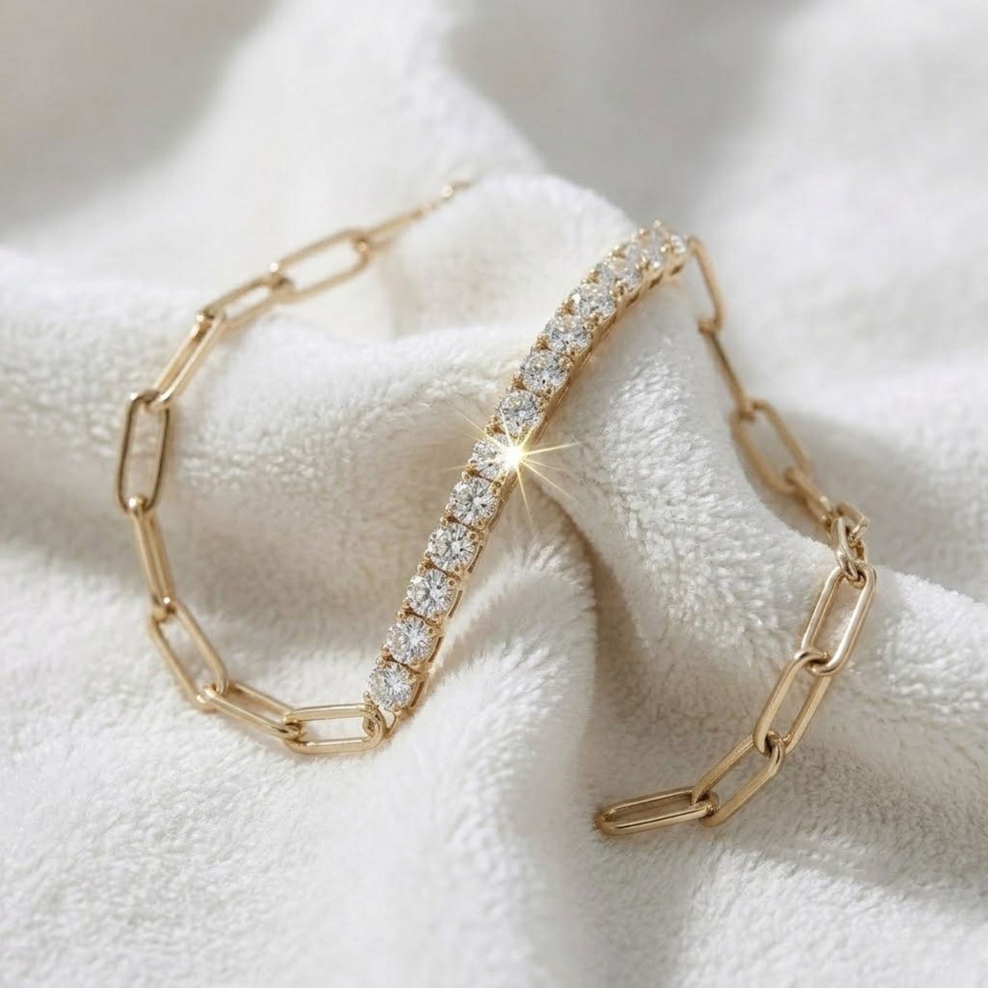 Half Tennis Half Paperclip Bracelet