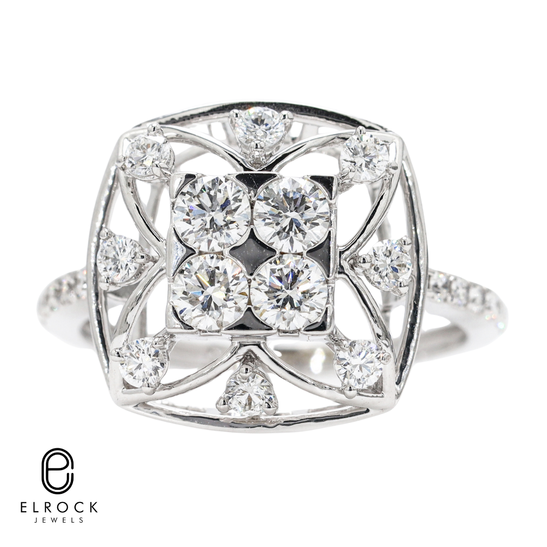 Lab grown diamond ring 14K white gold, Round cut lab grown diamond engagement ring