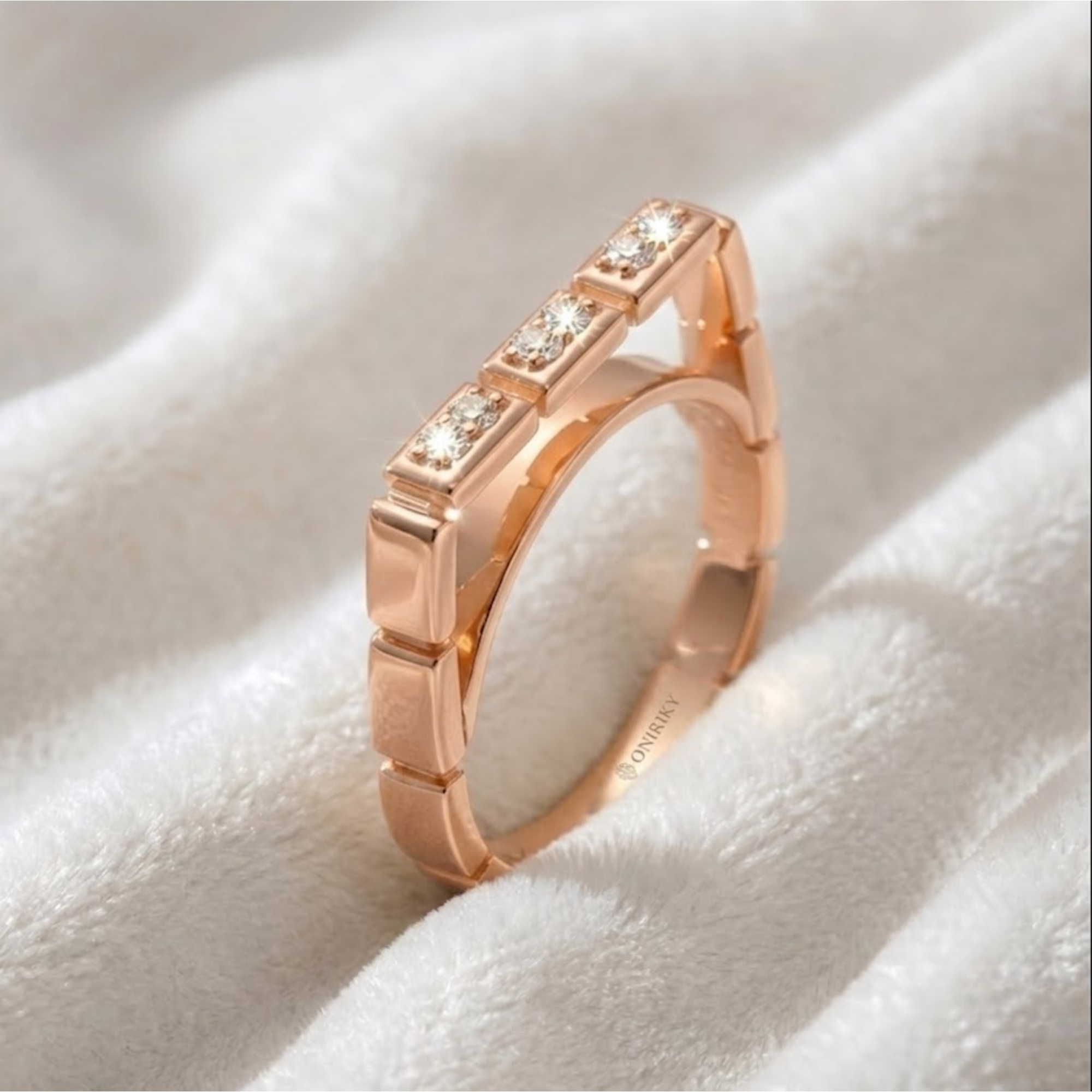 Geometric Square Diamond Band Ring