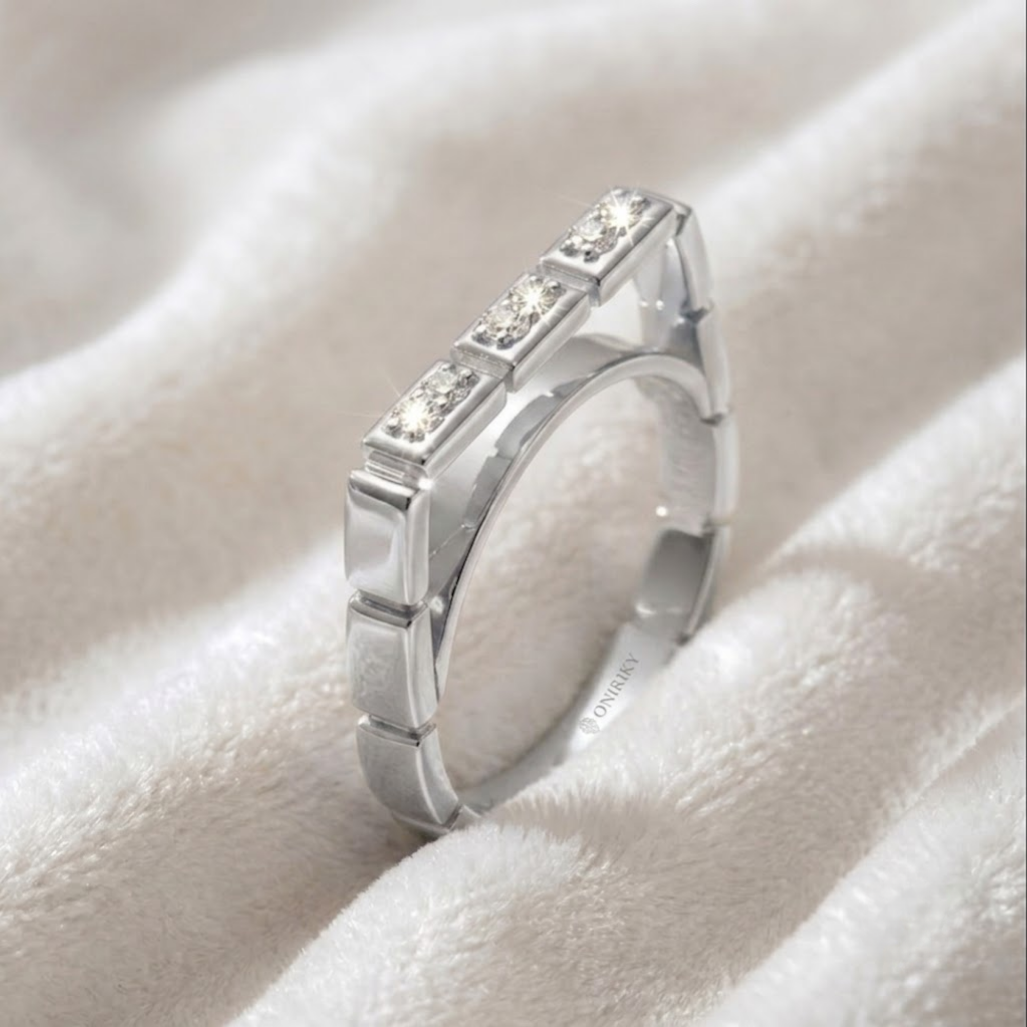 Geometric Square Diamond Band Ring