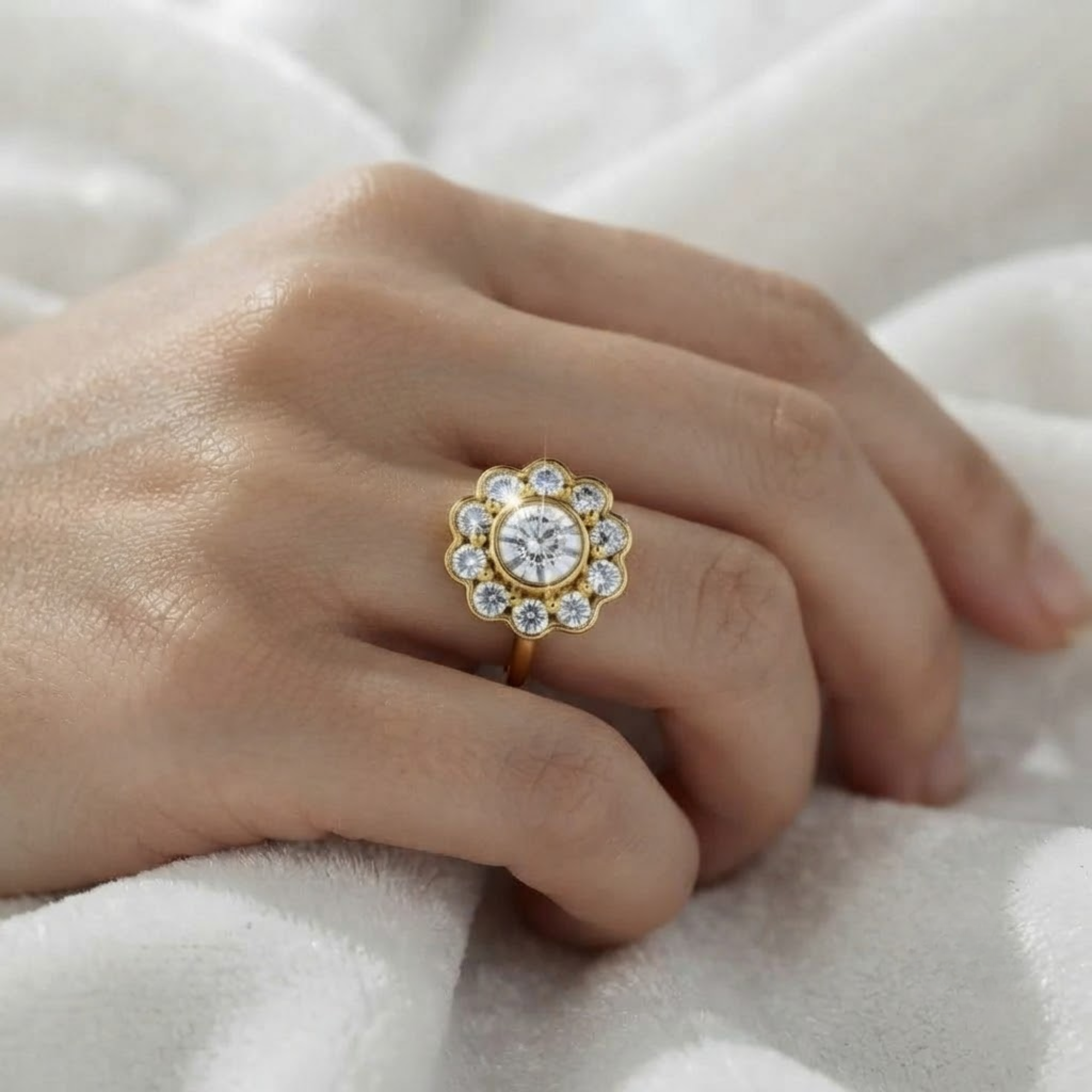 Floral Cluster Lab Grown Diamond Ring