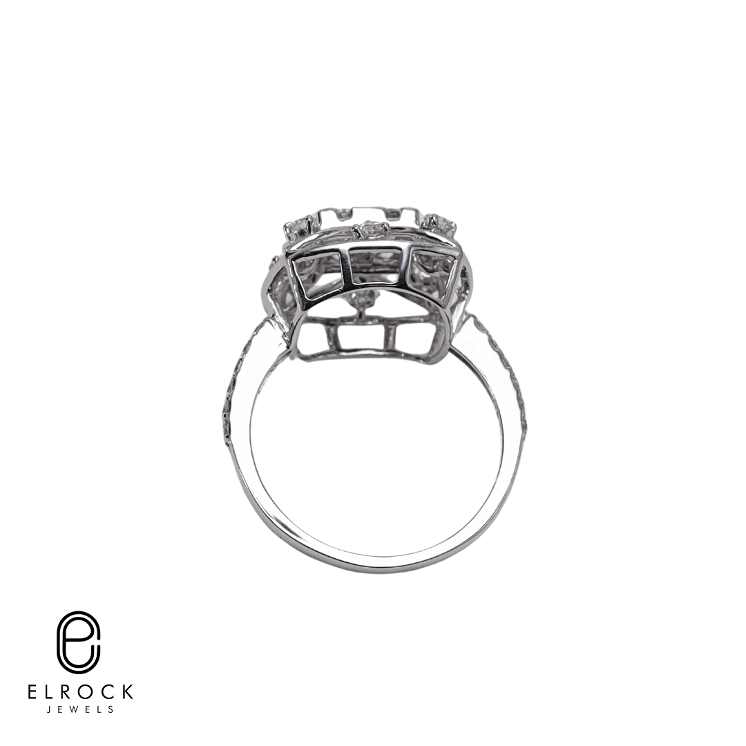 14K white gold, round cut lab grown diamond engagement ring