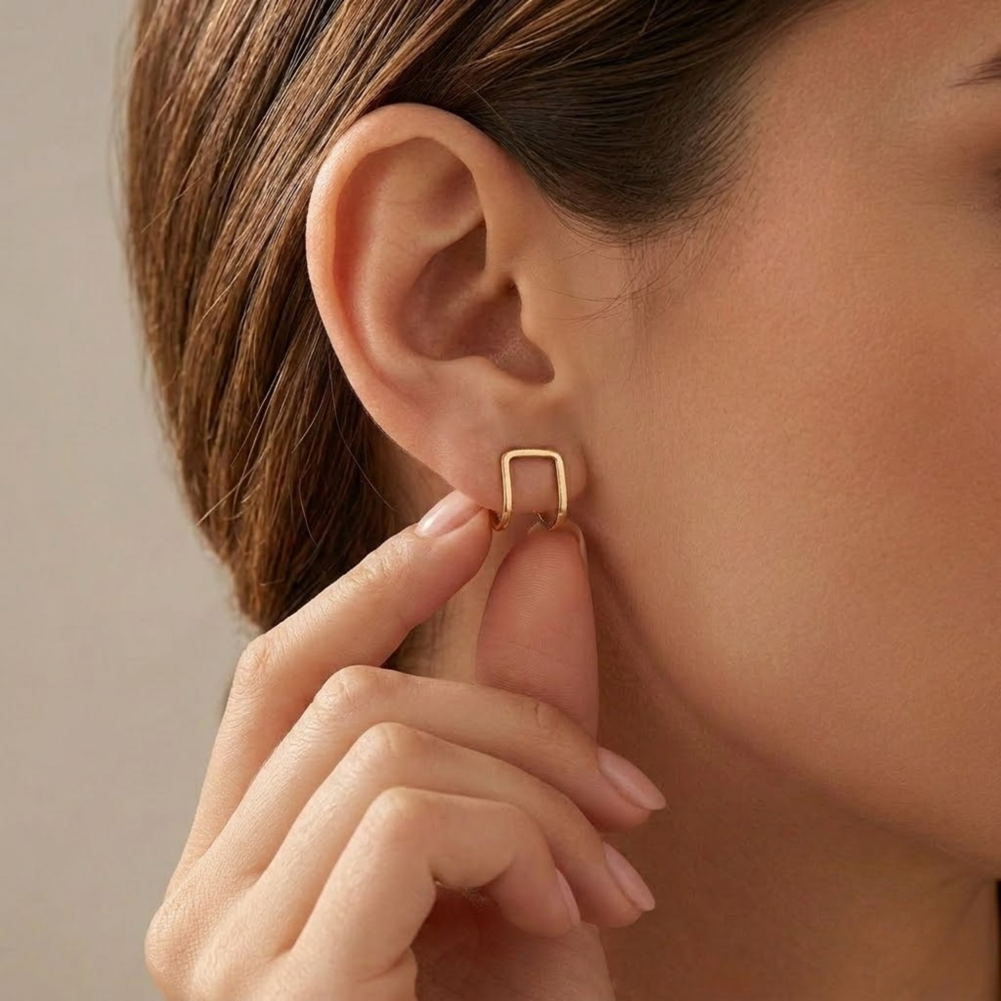 Huggie Square Jacket Earrings