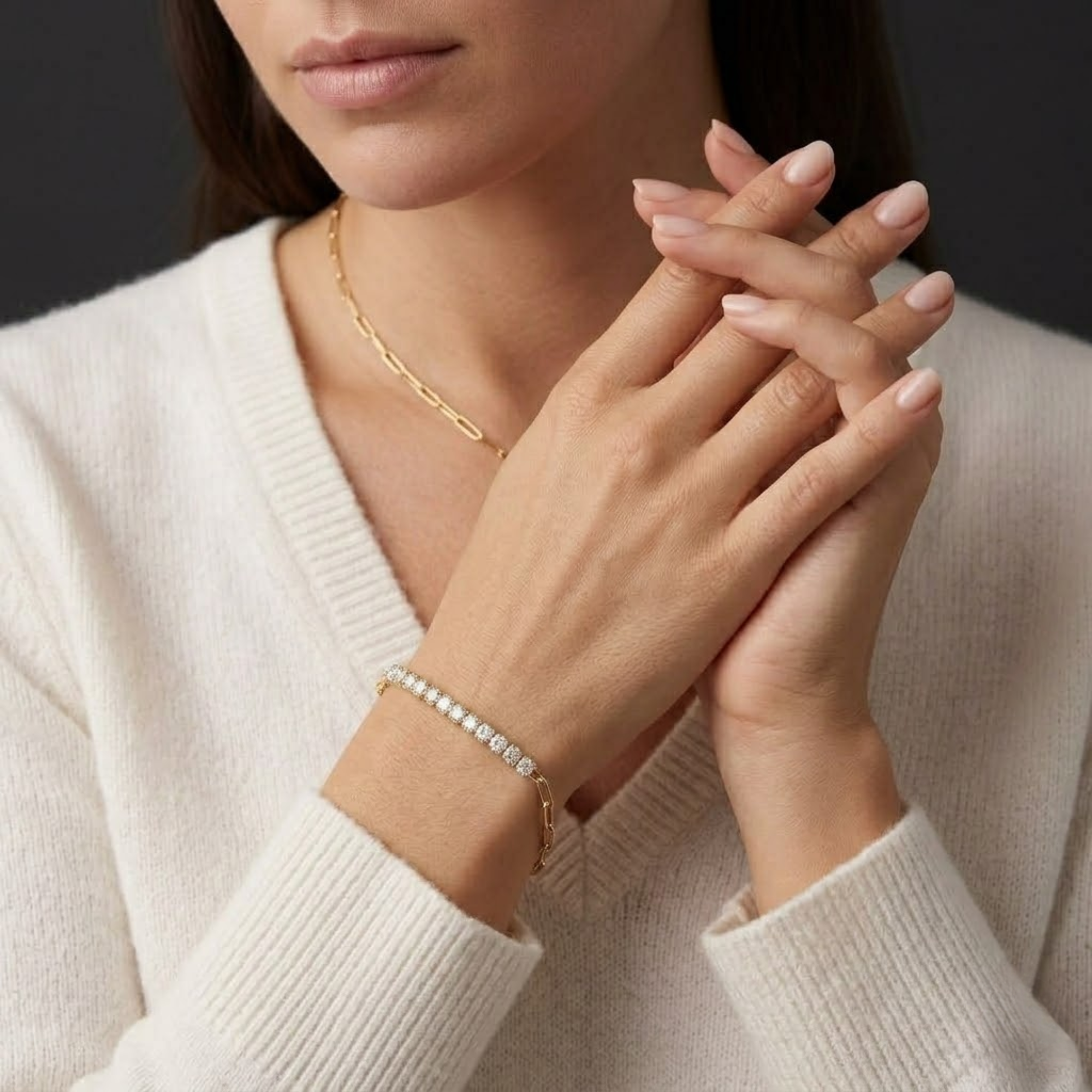 Half Tennis Half Paperclip Bracelet