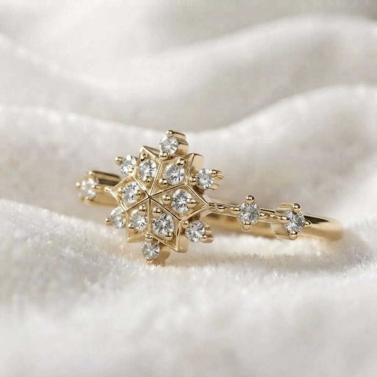 Minimalist Snow Flower Cluster Ring