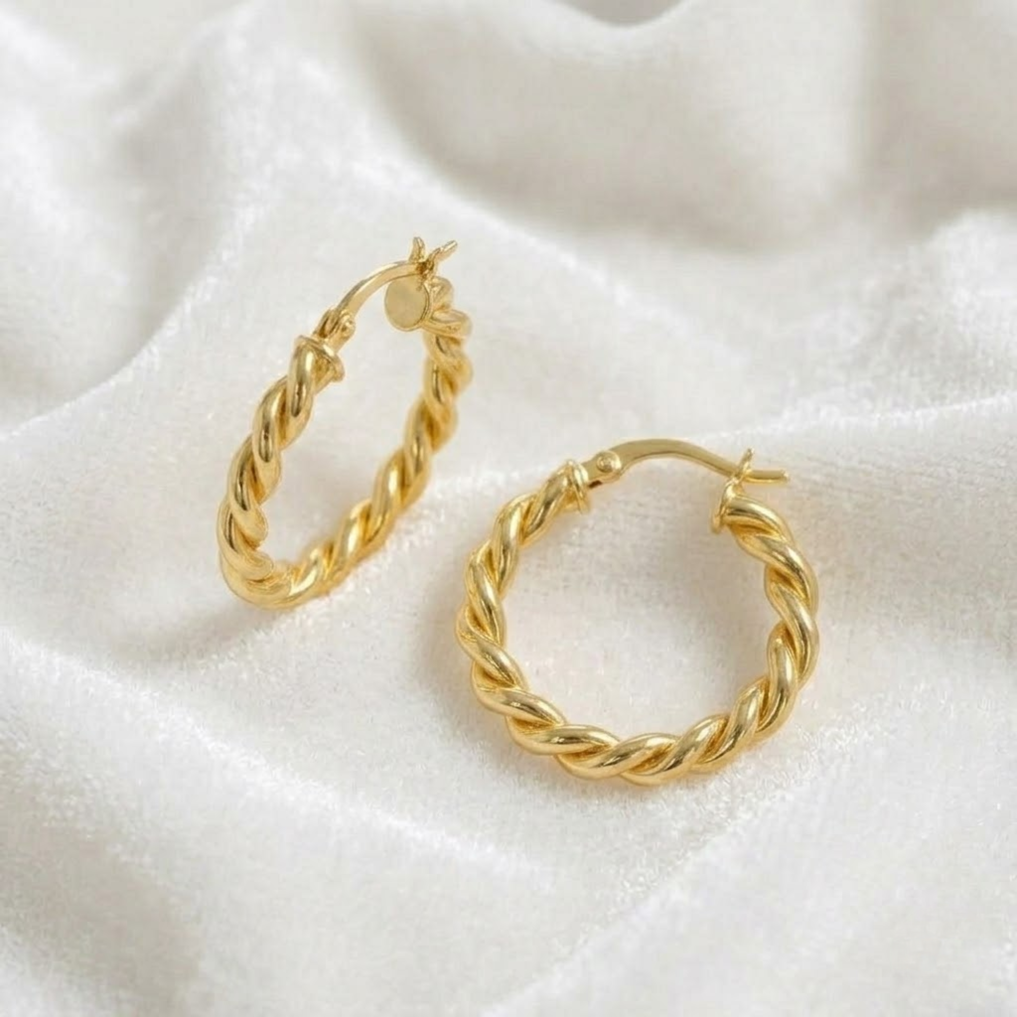 14K Gold Twist Seil Ohrringe 20MM Seilkette Creolen