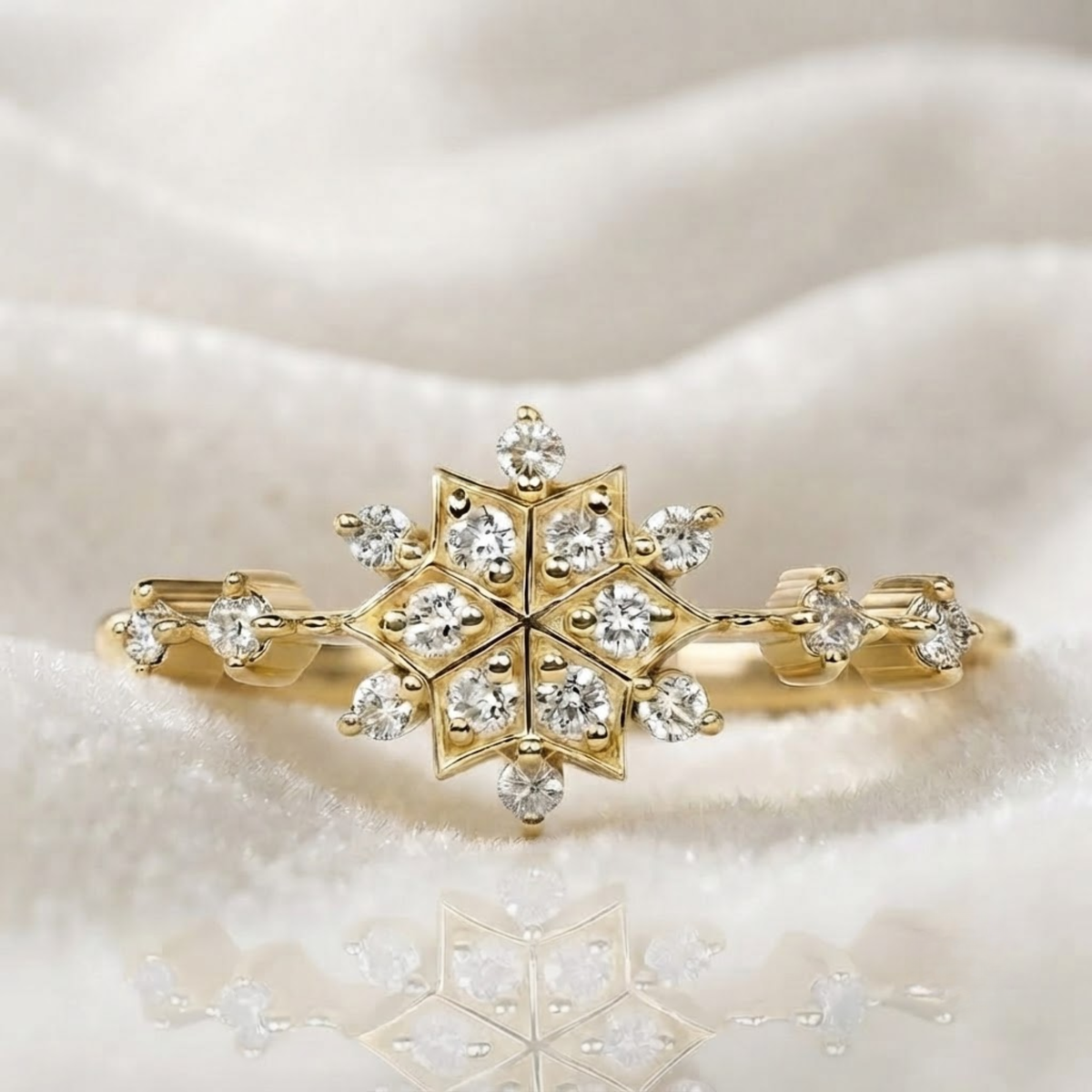Minimalist Snow Flower Cluster Ring