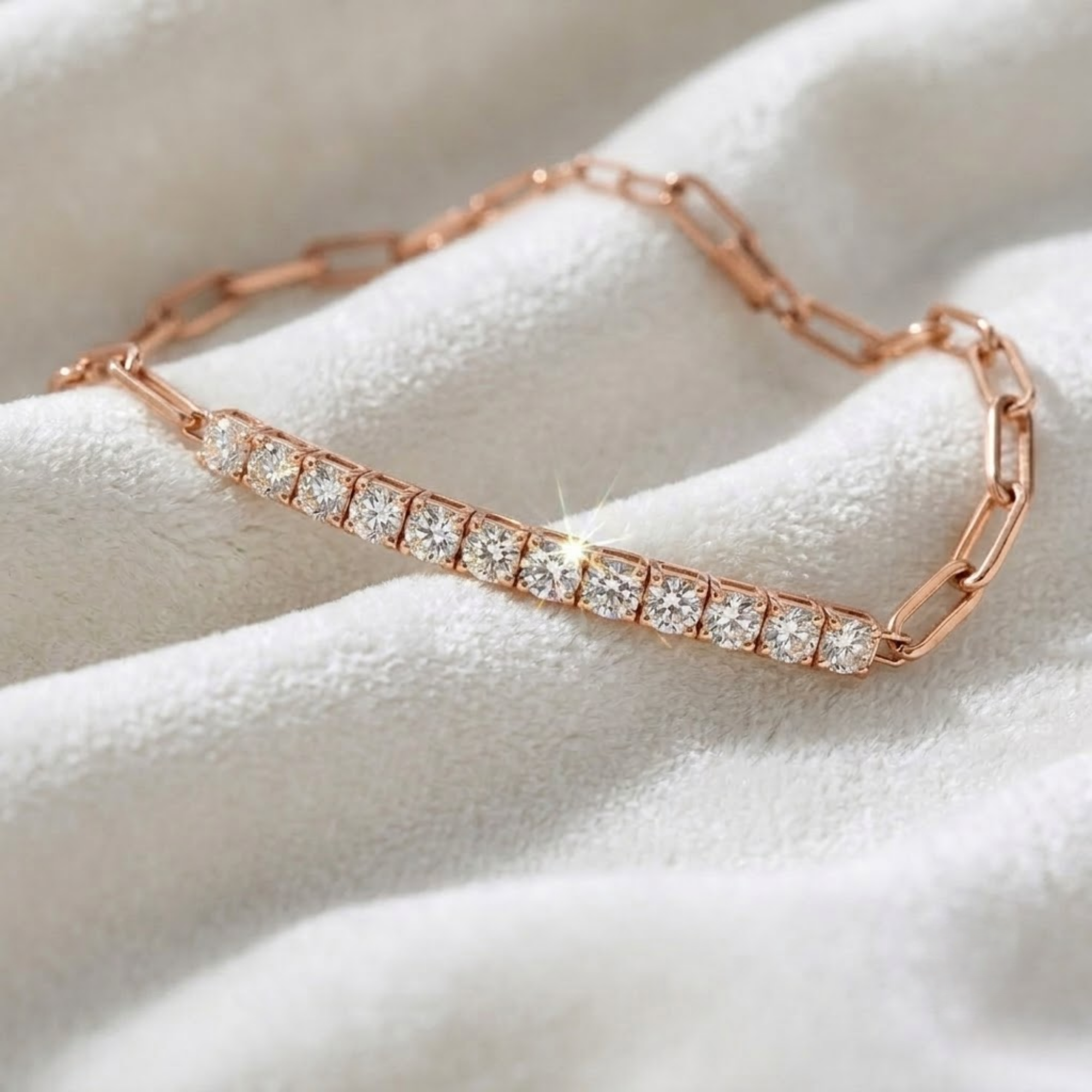 Half Tennis Half Paperclip Bracelet