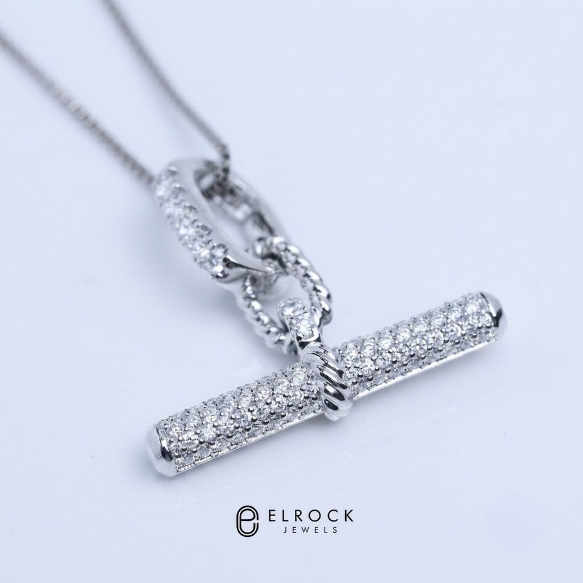 Dainty Diamond Pavé T Bar Pendant