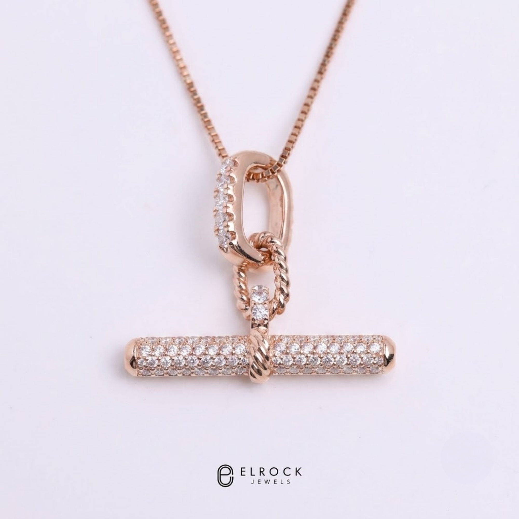 Dainty Diamond Pavé T Bar Pendant
