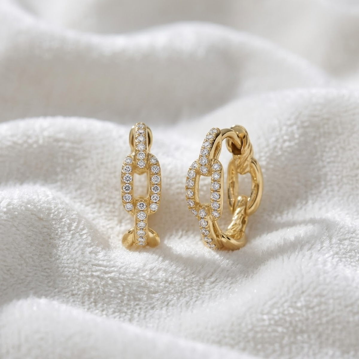 Stax Chain Link Diamond Hoop Earrings