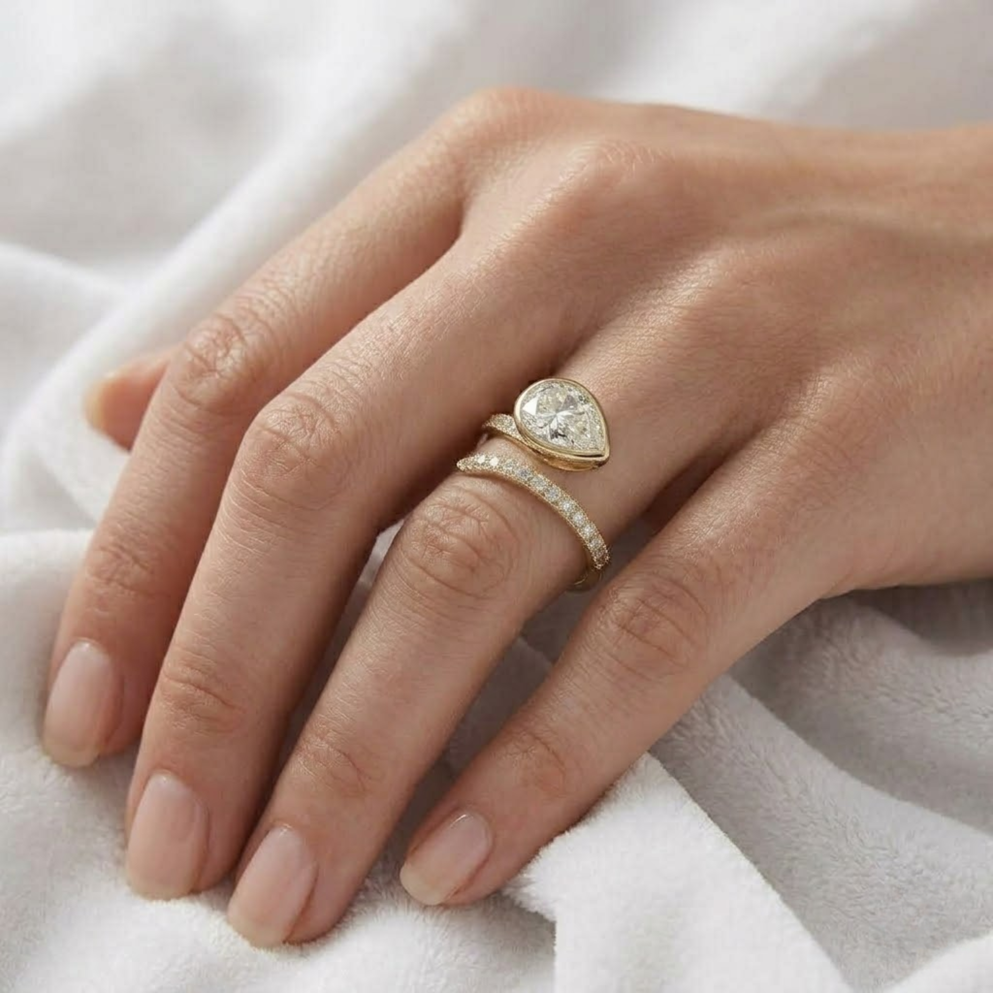 14K Gold Pear Shape Lab Grown Diamond Engagement Ring