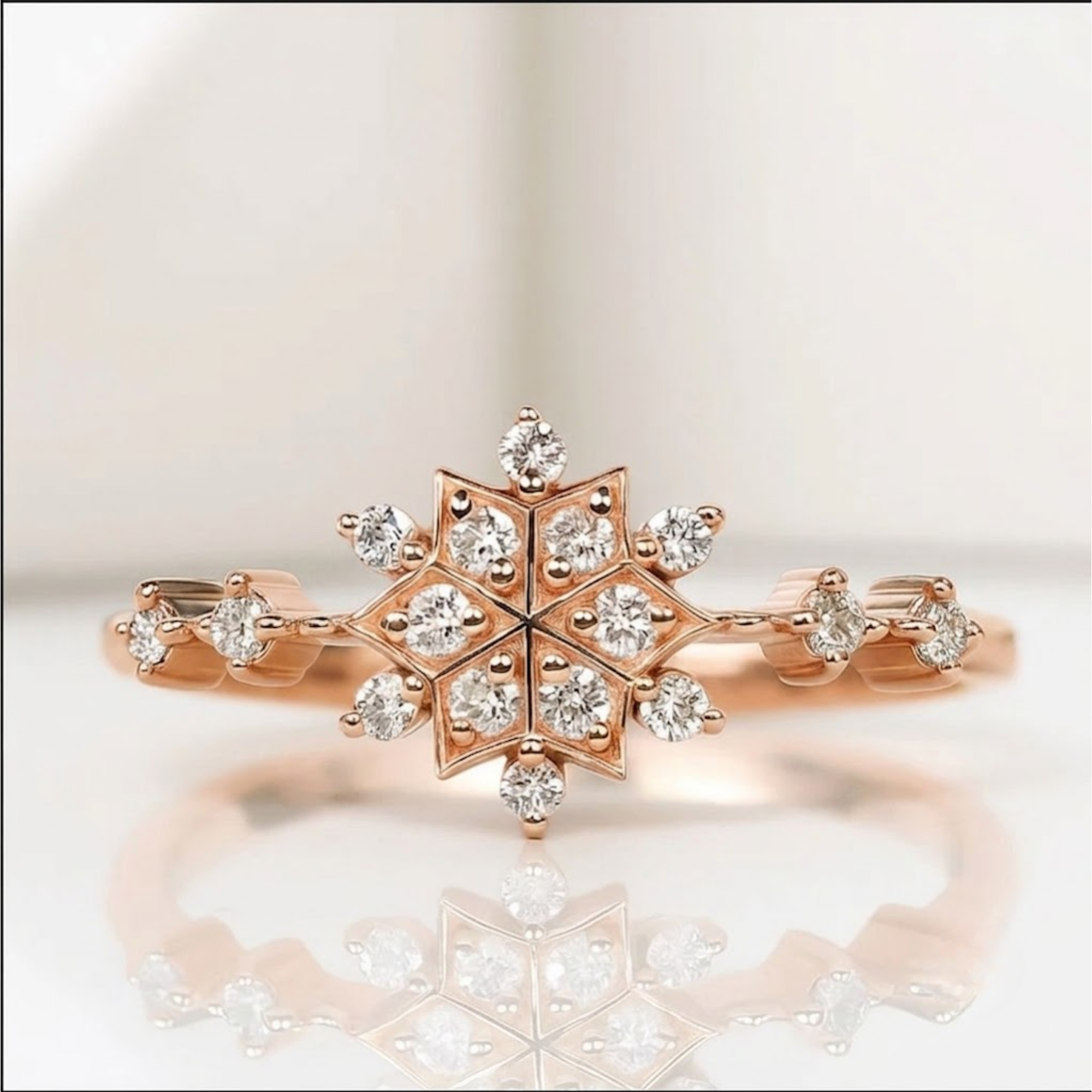 Minimalist Snow Flower Cluster Ring