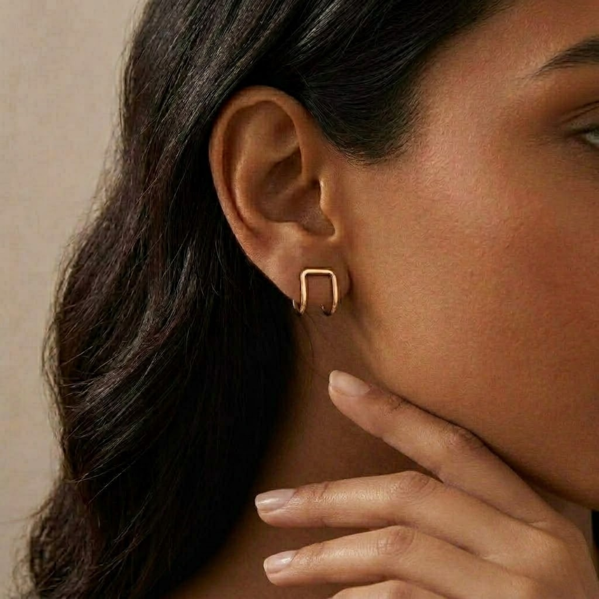 Huggie Square Jacket Earrings