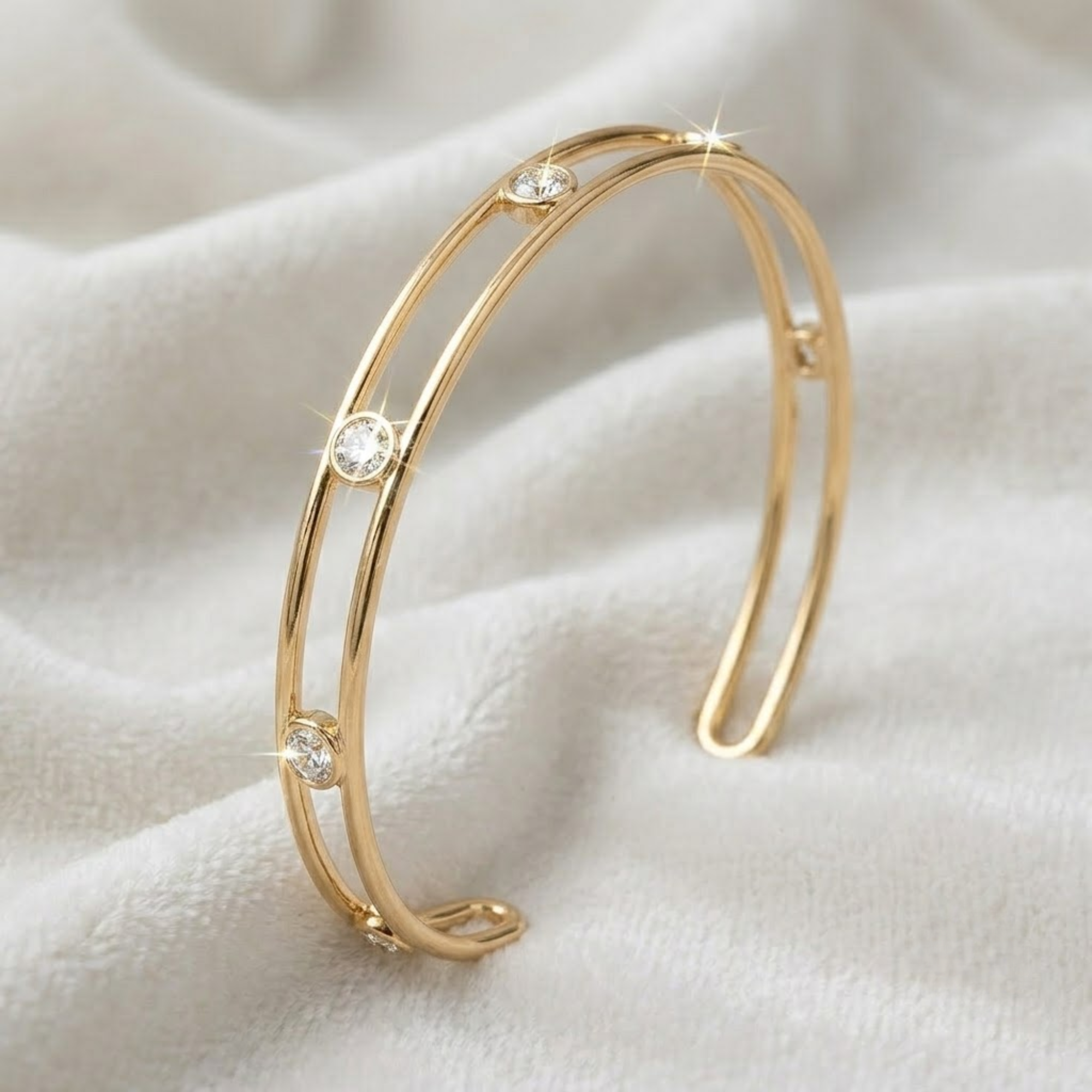 Bezel Setting Diamond Cuff Bracelet