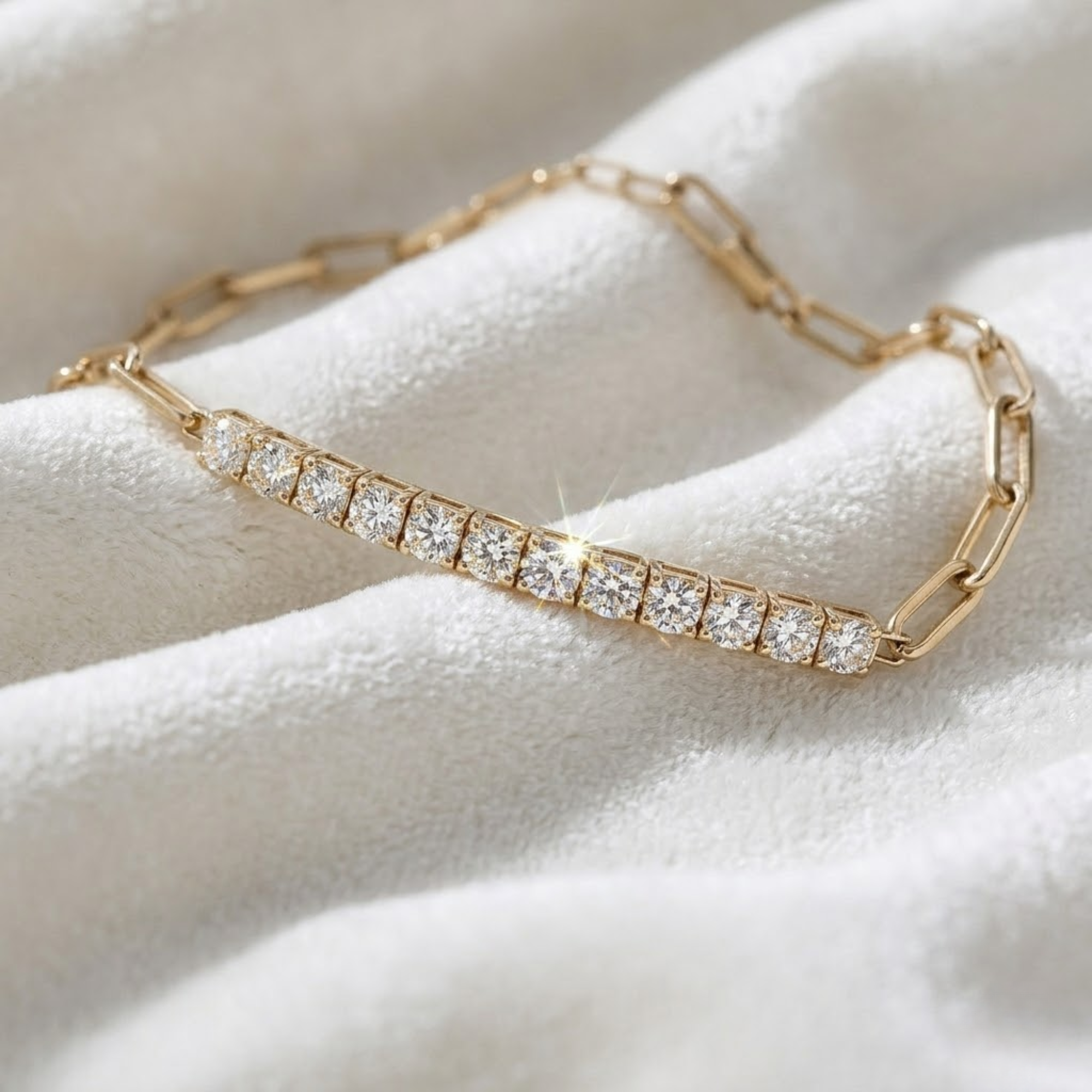 Half Tennis Half Paperclip Bracelet