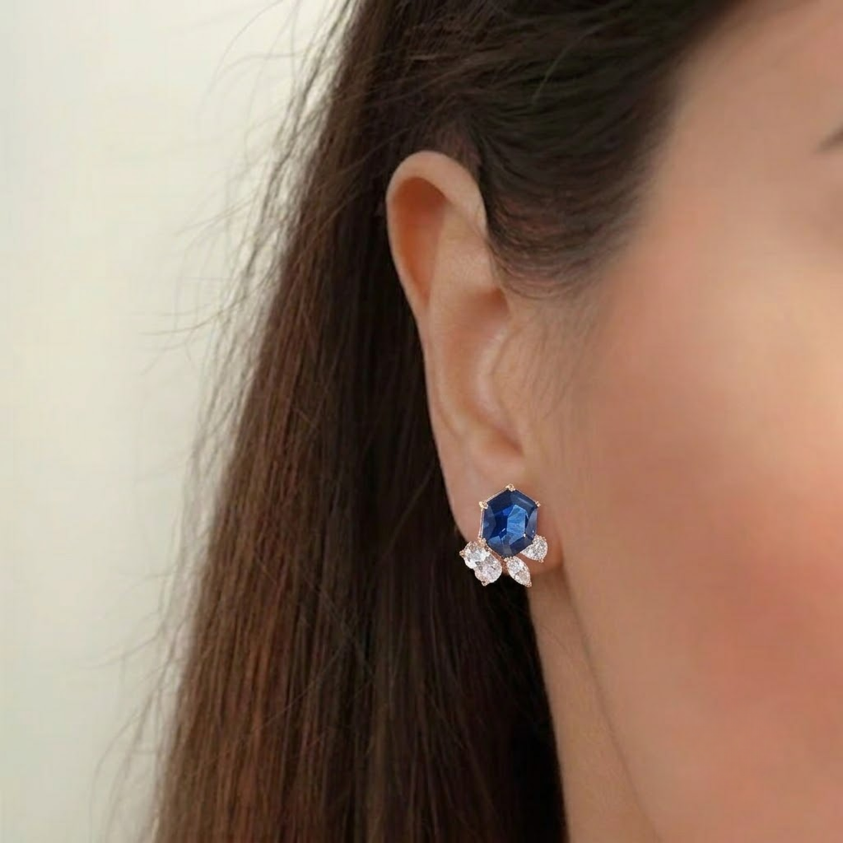 Birthstone Blue Sapphire Solitaire Stud Earrings