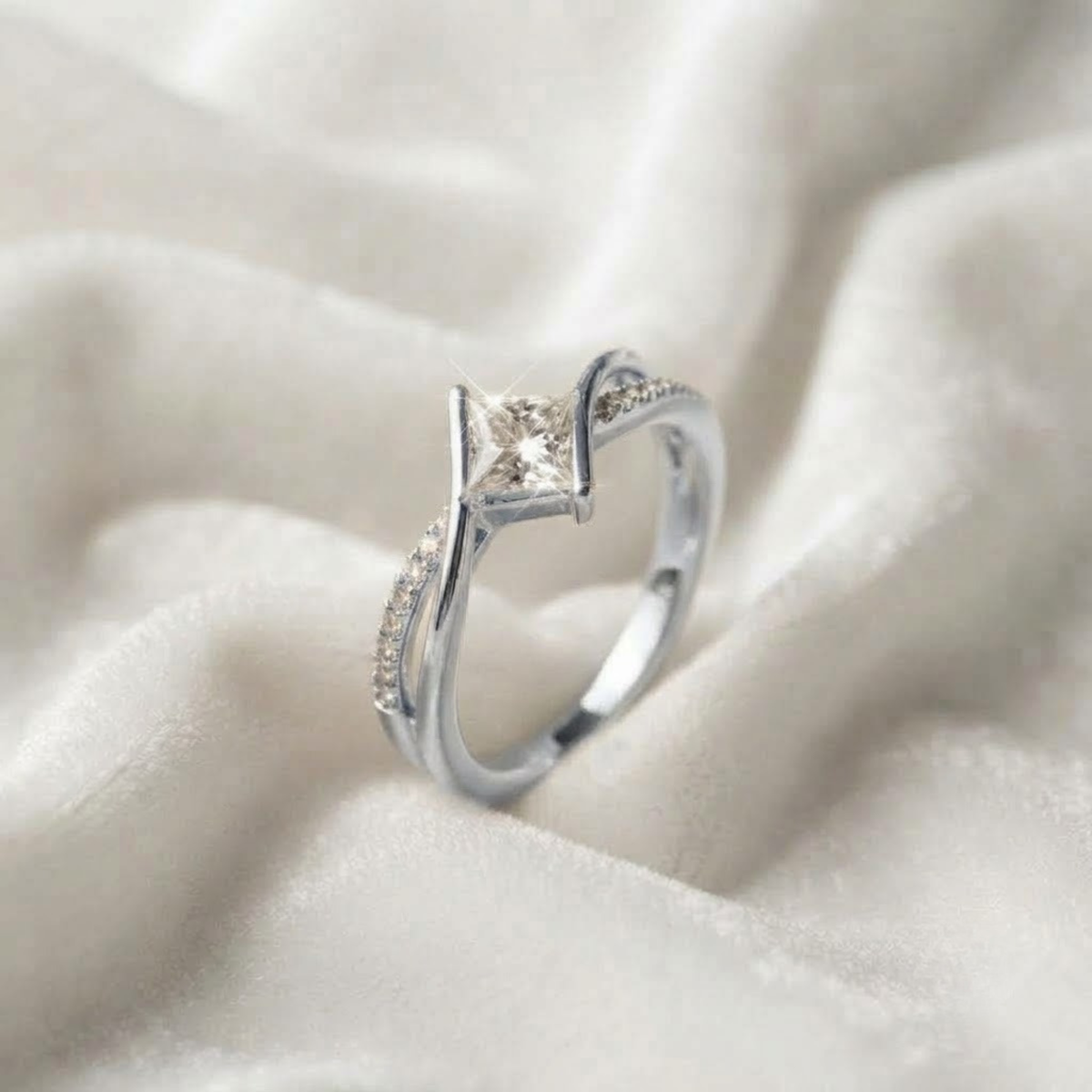 Princess Cut Bypass Diamond Ring