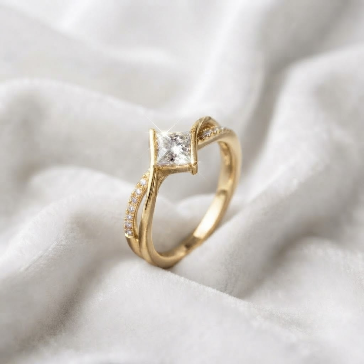 Princess Cut Bypass Diamond Ring