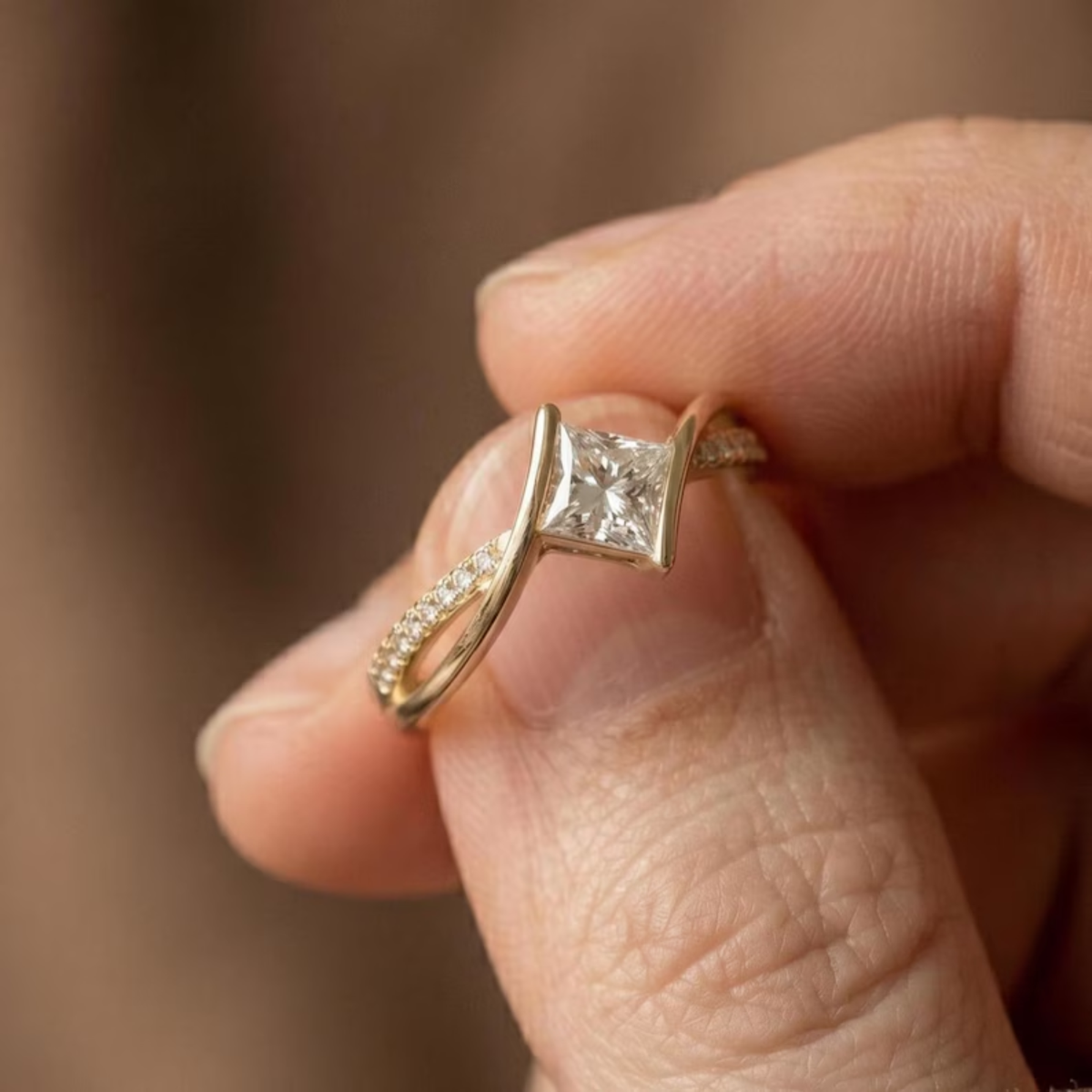 Princess Cut Bypass Diamond Ring
