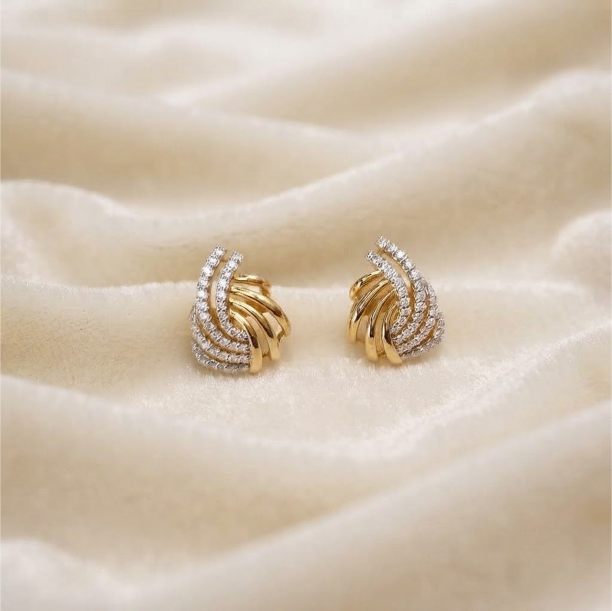 Diamond Fan Cluster Earrings