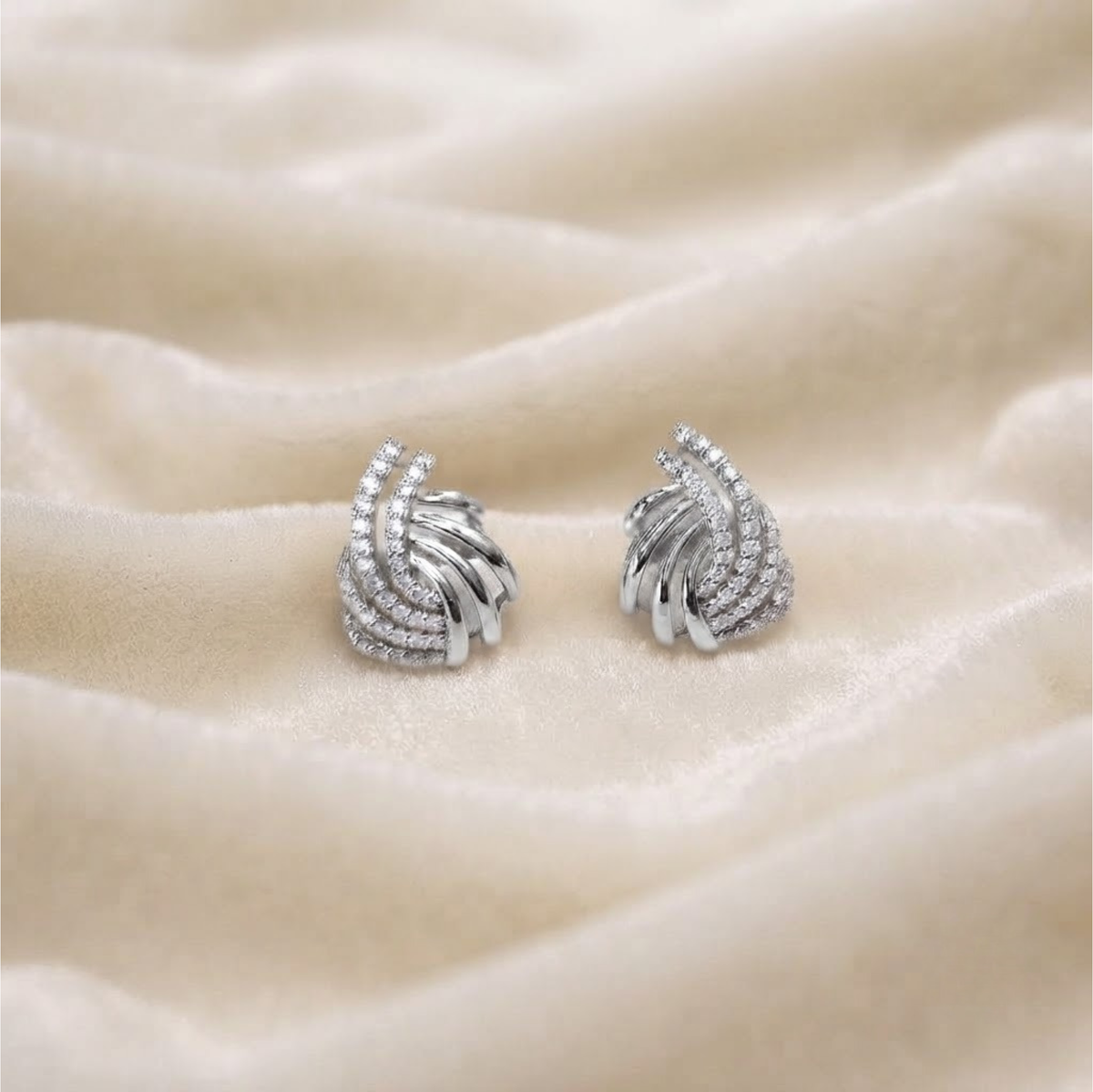 Diamond Fan Cluster Earrings