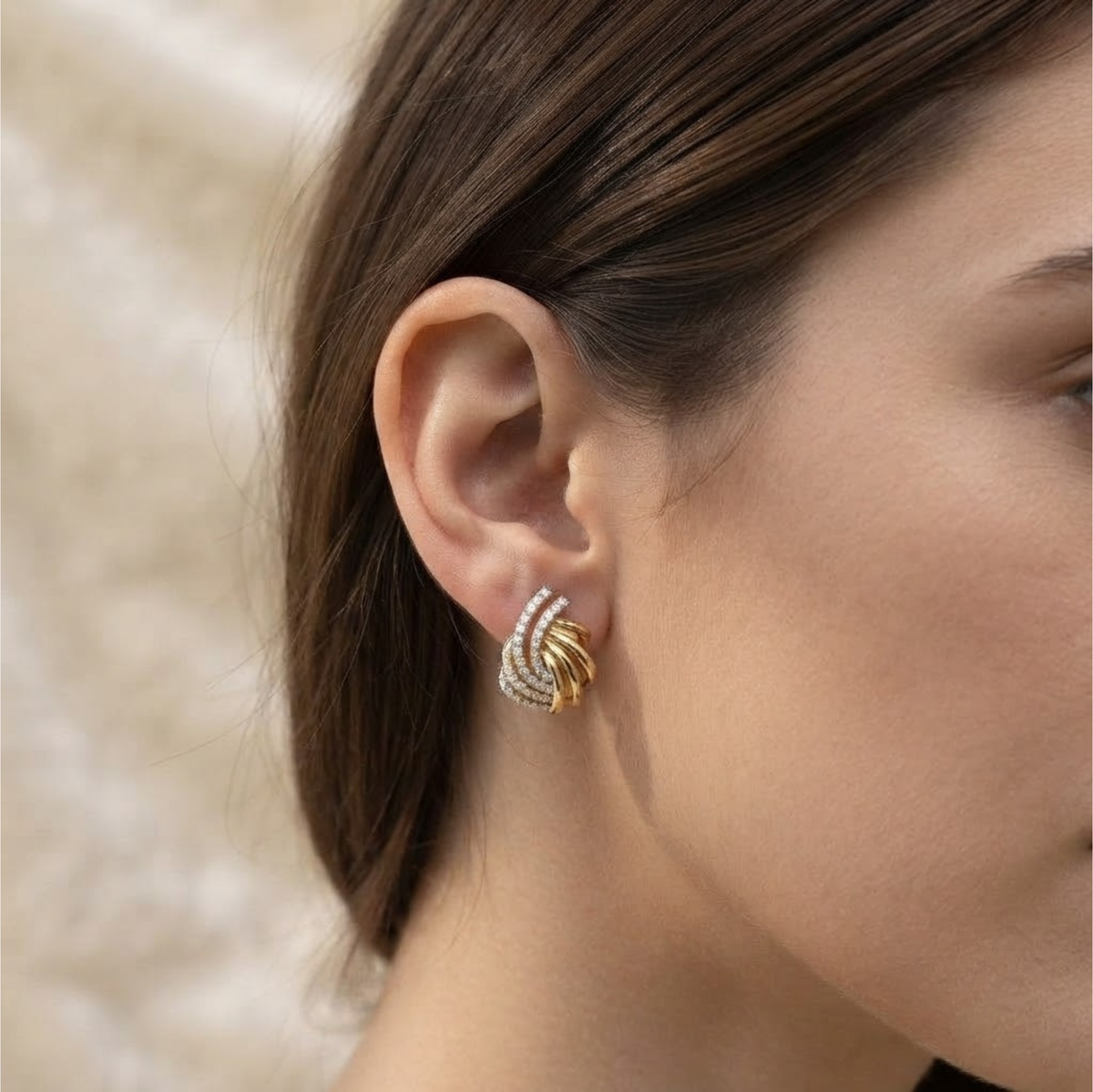 Diamond Fan Cluster Earrings