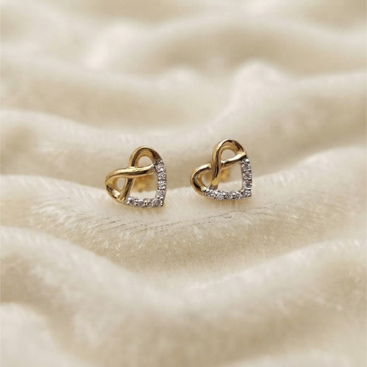 Infinity Heart Diamond Stud Earrings