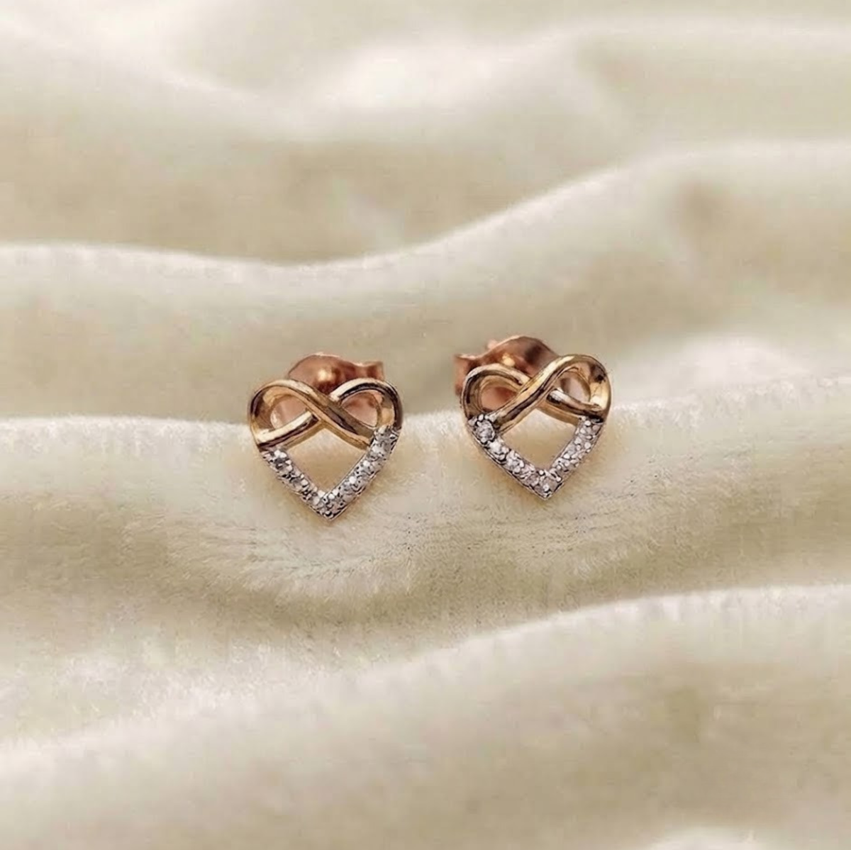 Infinity Heart Diamond Stud Earrings