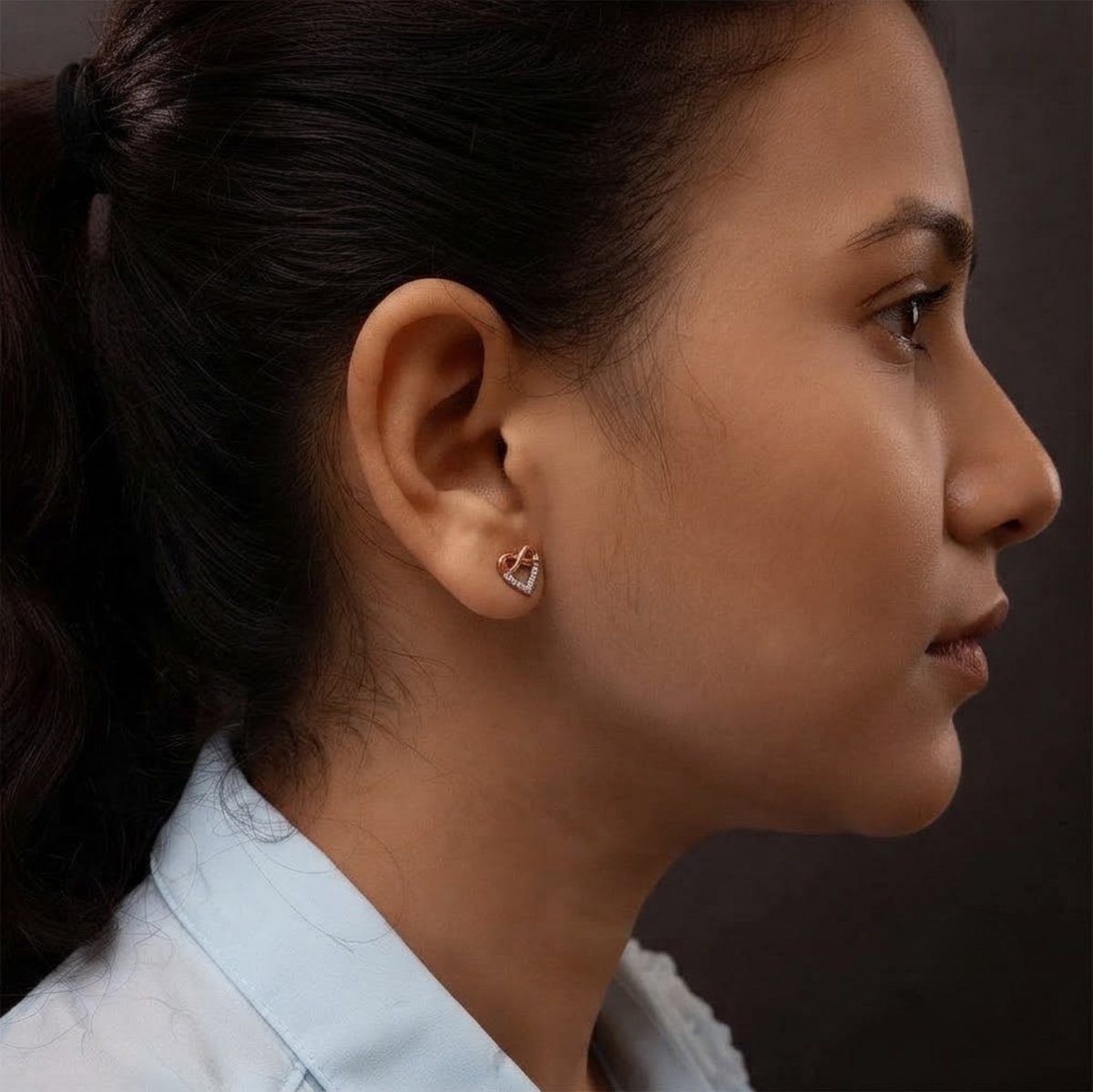 Infinity Heart Diamond Stud Earrings