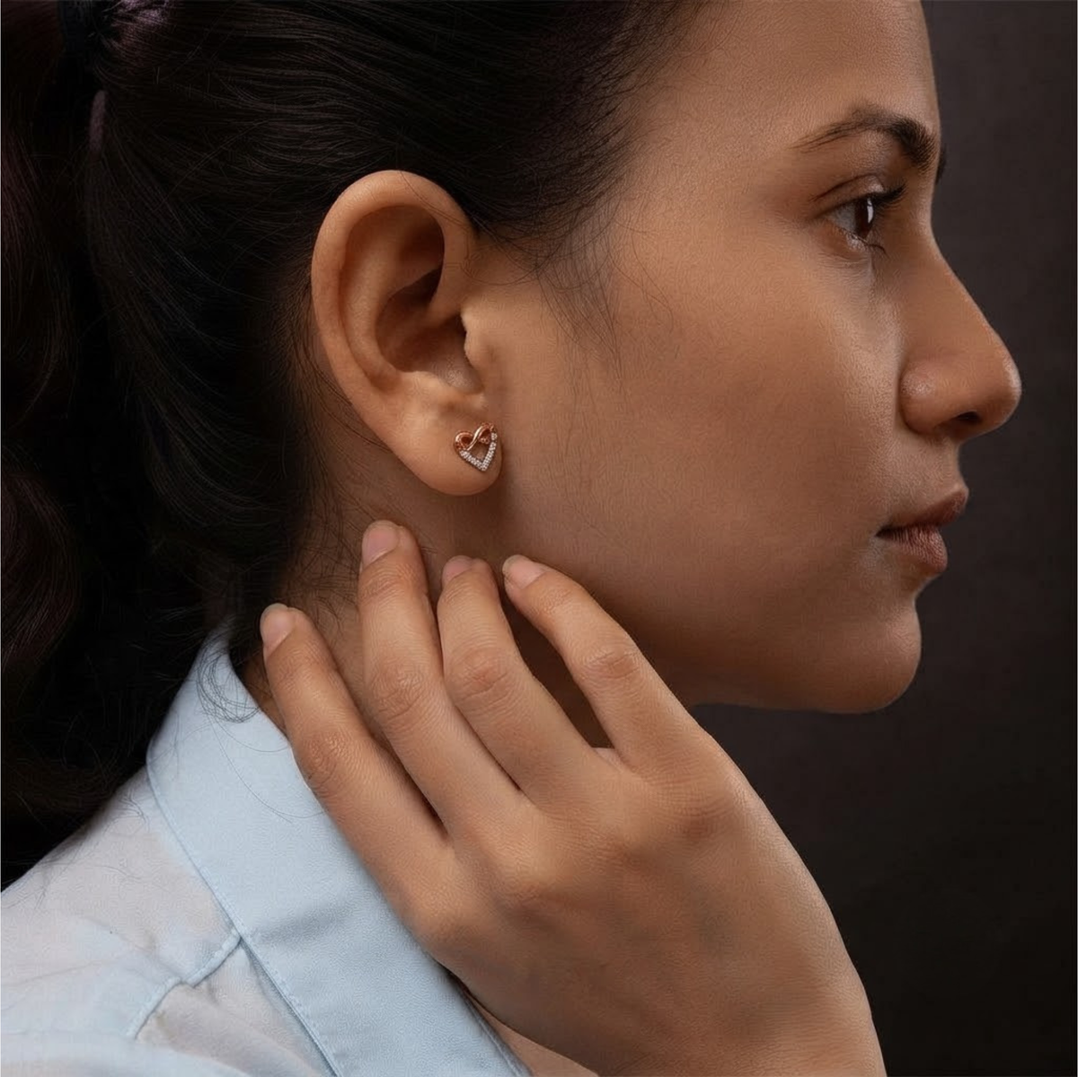 Infinity Heart Diamond Stud Earrings