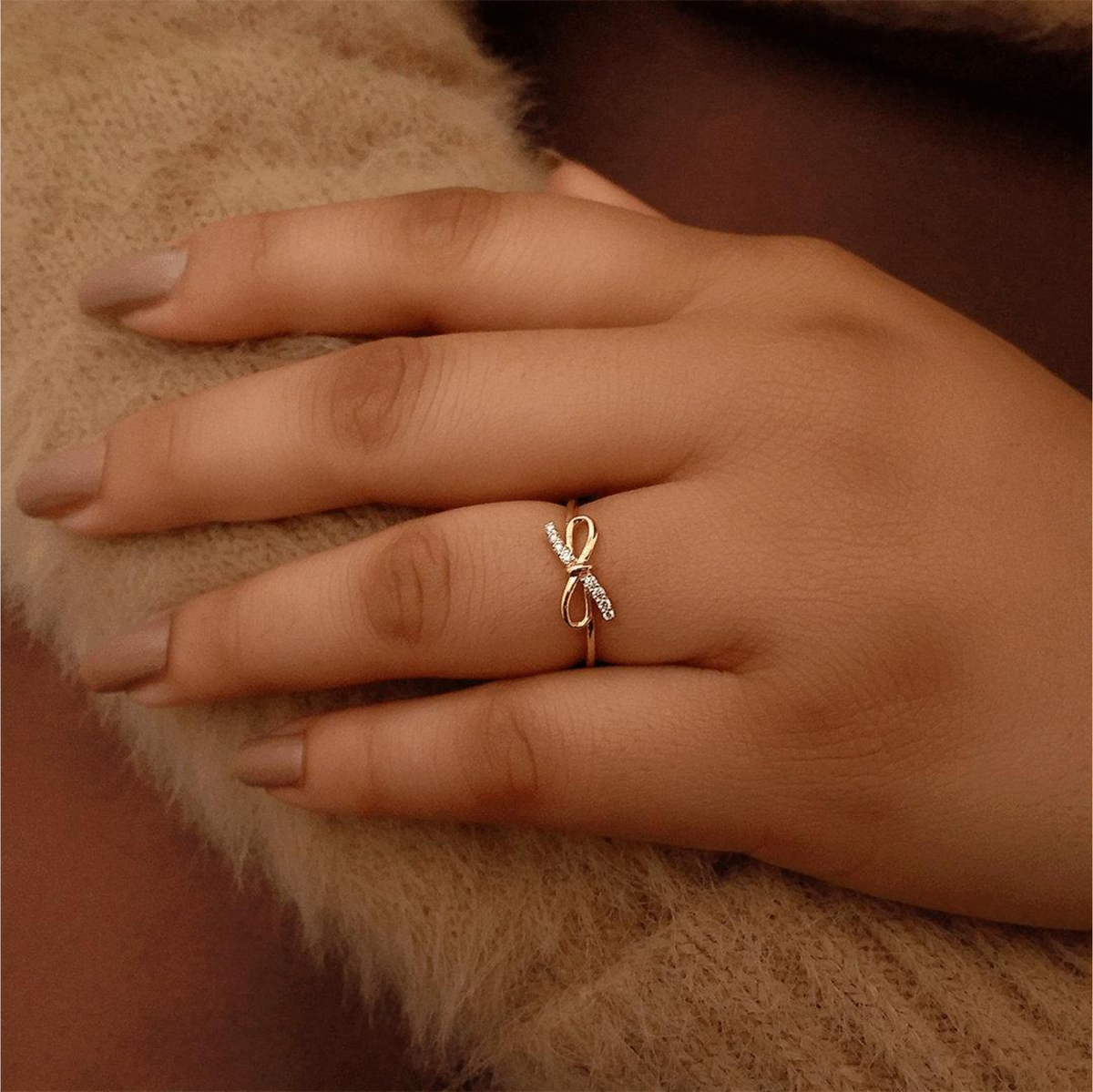 Diamond Bow Knot Ring