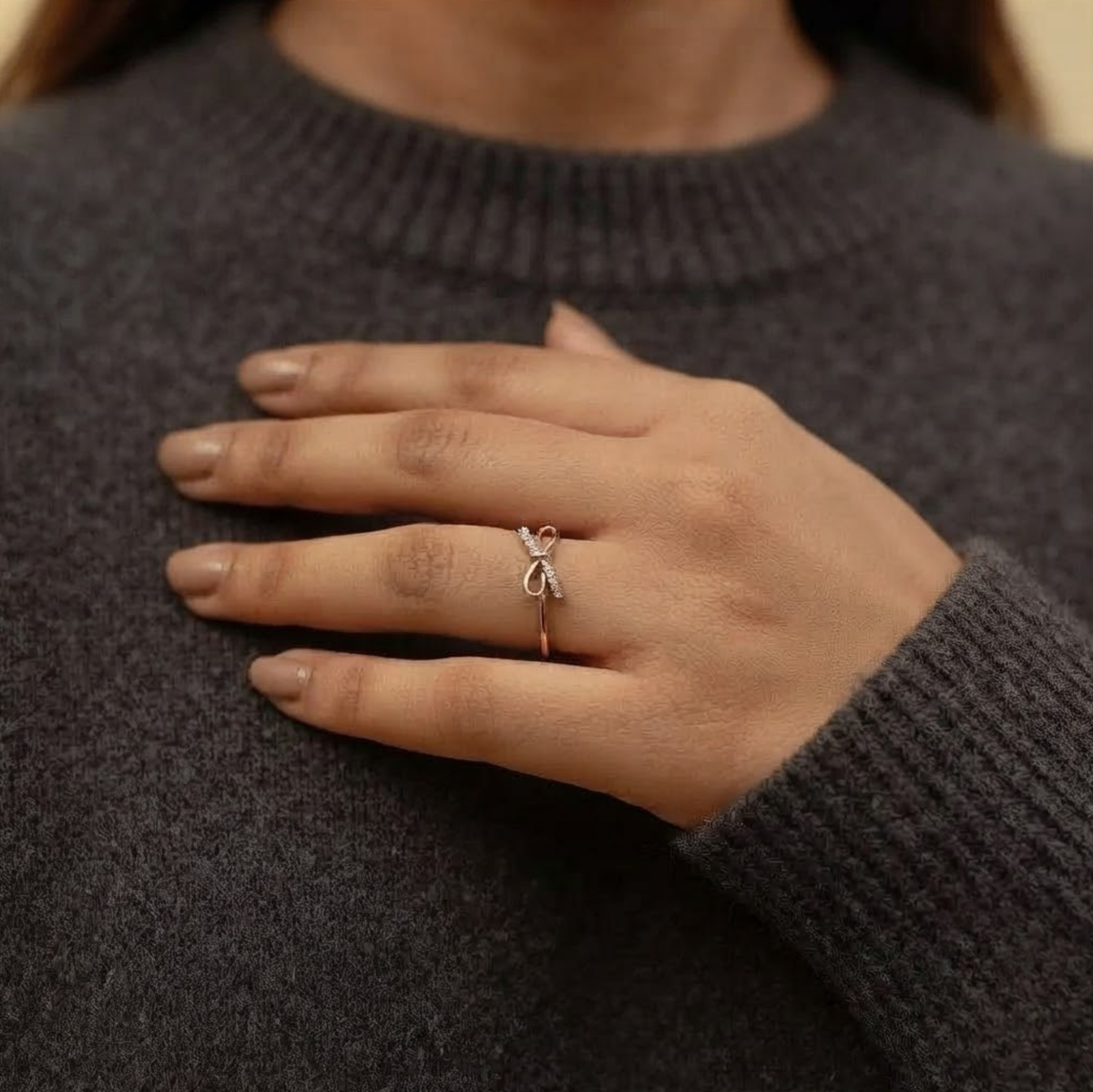 Diamond Bow Knot Ring