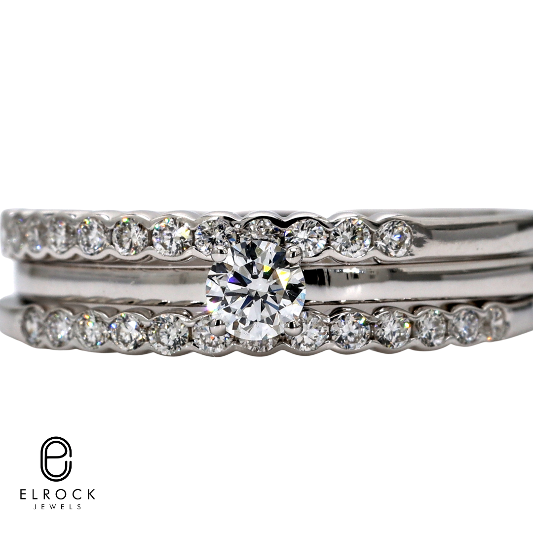 14K Solid Gold Round cut lab created diamond engagement ring