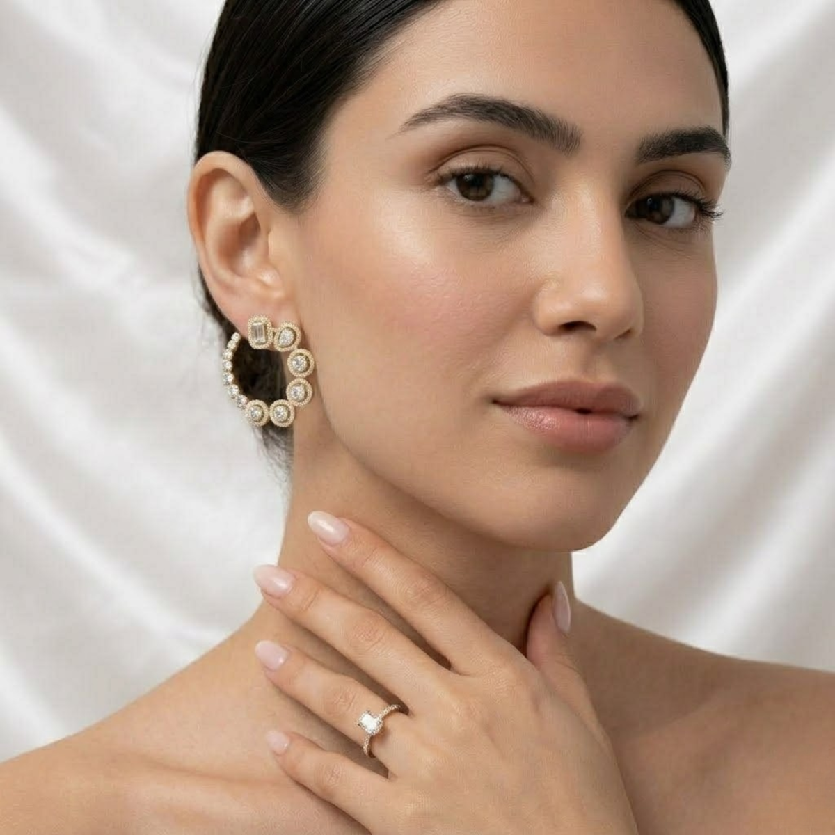 Mixed Shape Diamond Drop Diamond Earrings