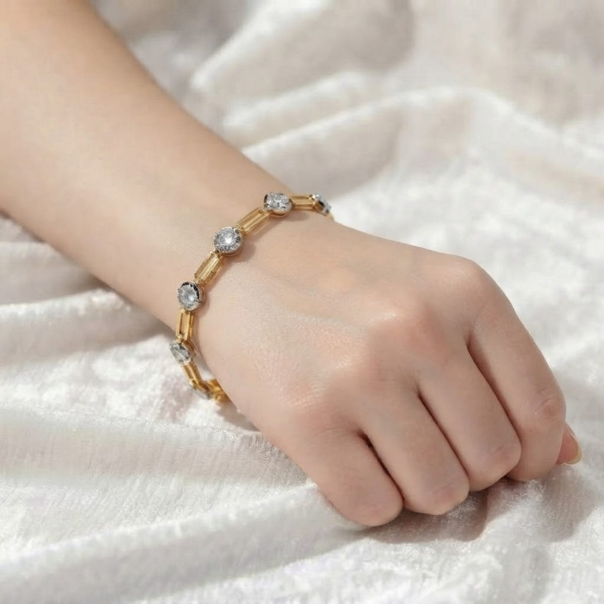Diamond Paperclip Chain Link Bracelet