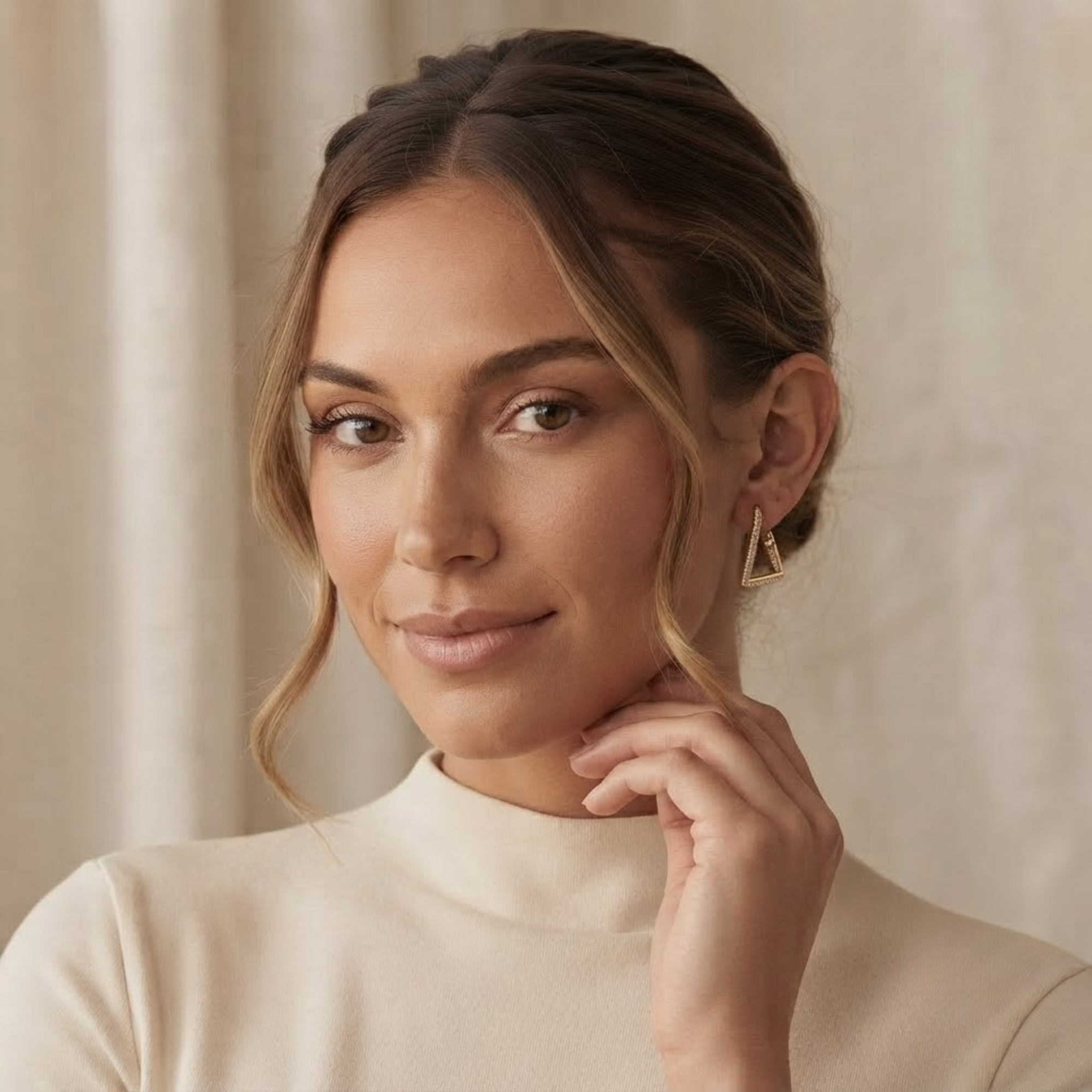 Geometric Diamond Drop Earrings, V-Shaped Pave Earrings in 14K Solid Gold