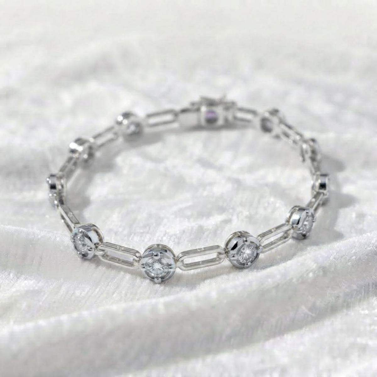 Diamond Paperclip Chain Link Bracelet