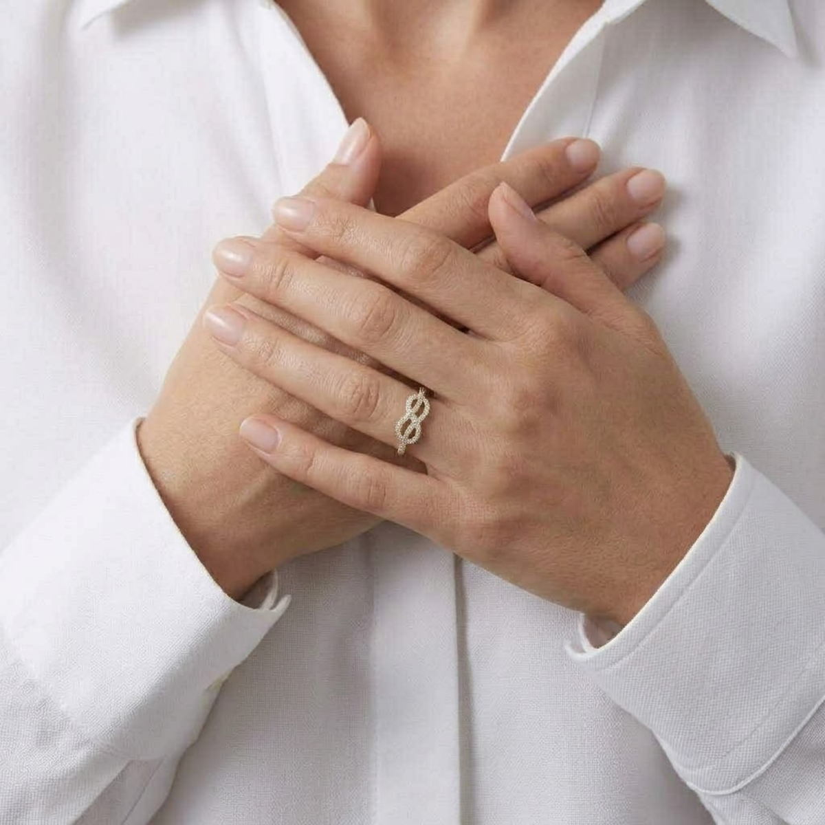 Infinity Love Knot Lab Grown Diamond Statement Ring