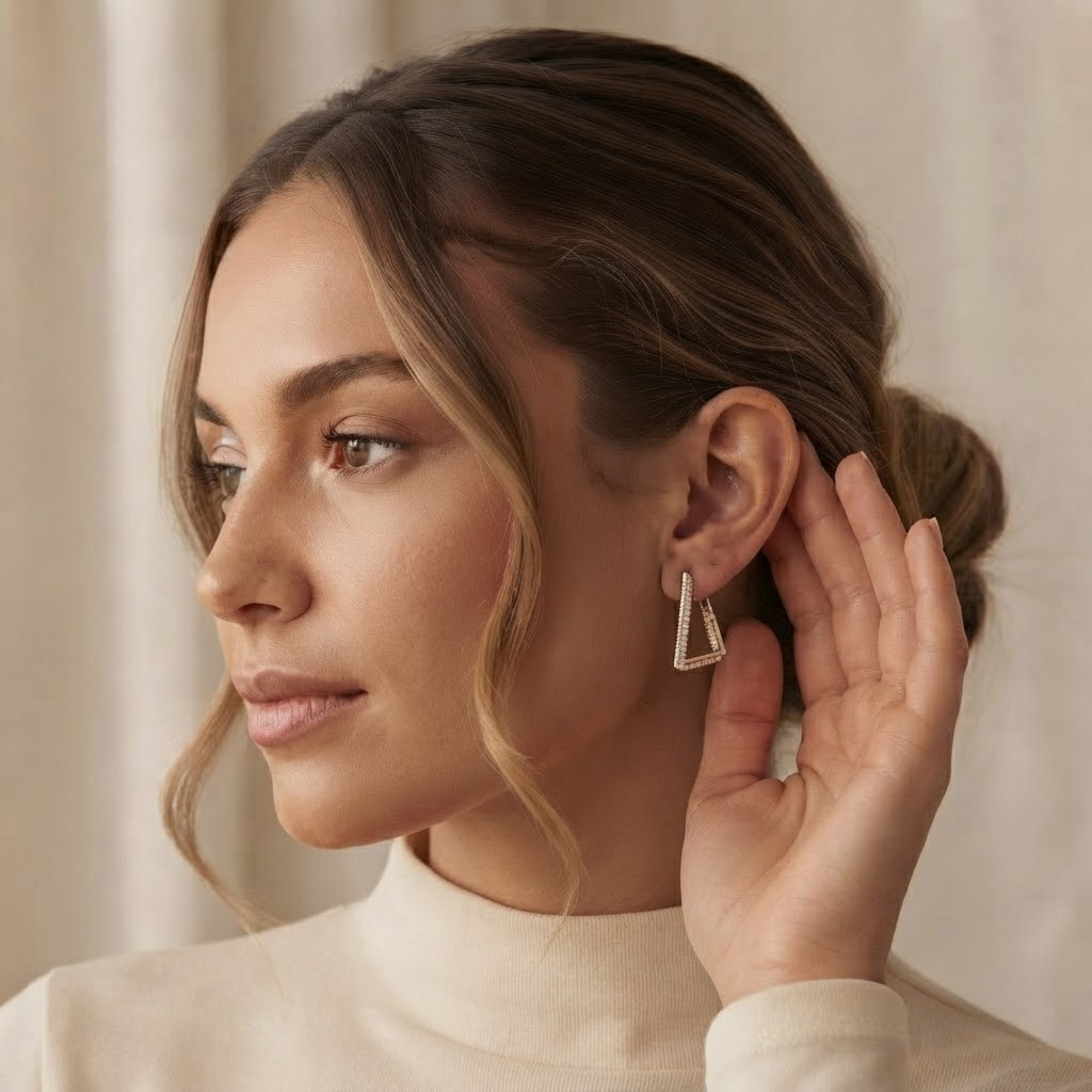 Geometric Diamond Drop Earrings, V-Shaped Pave Earrings in 14K Solid Gold