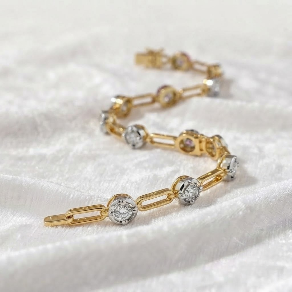 Diamond Paperclip Chain Link Bracelet