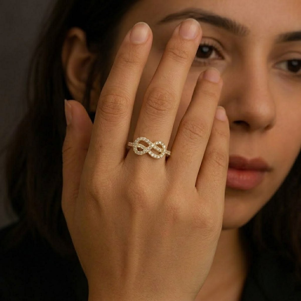 Infinity Love Knot Lab Grown Diamond Statement Ring