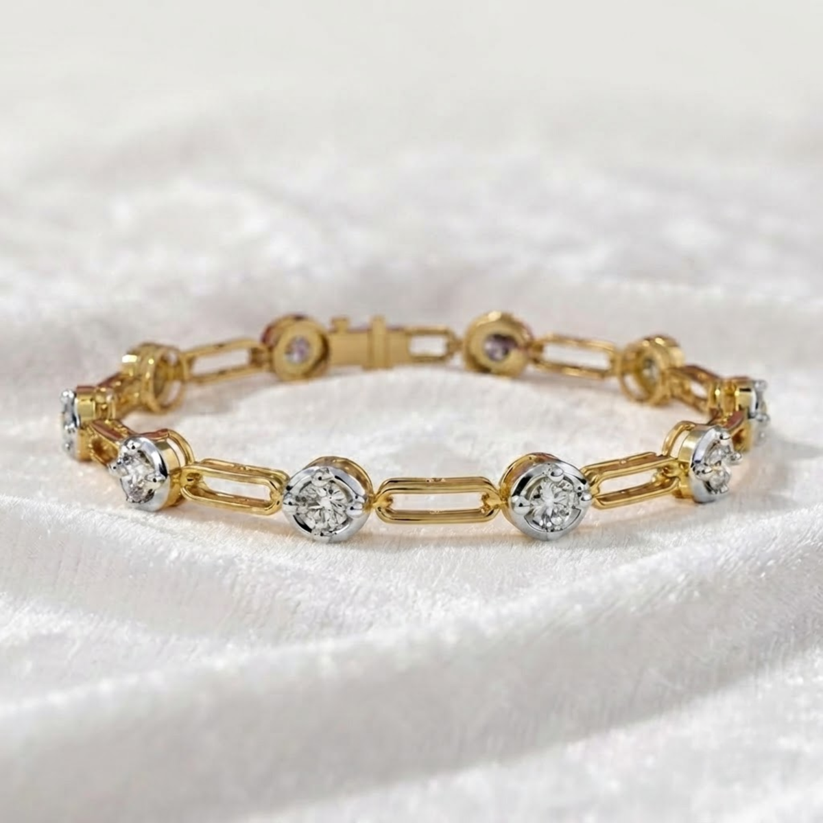 Diamond Paperclip Chain Link Bracelet