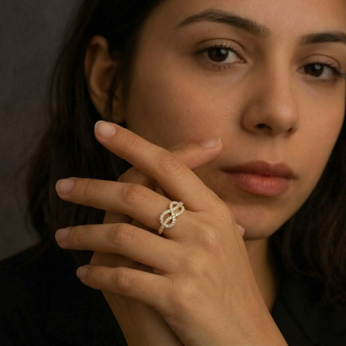 Infinity Love Knot Lab Grown Diamond Statement Ring