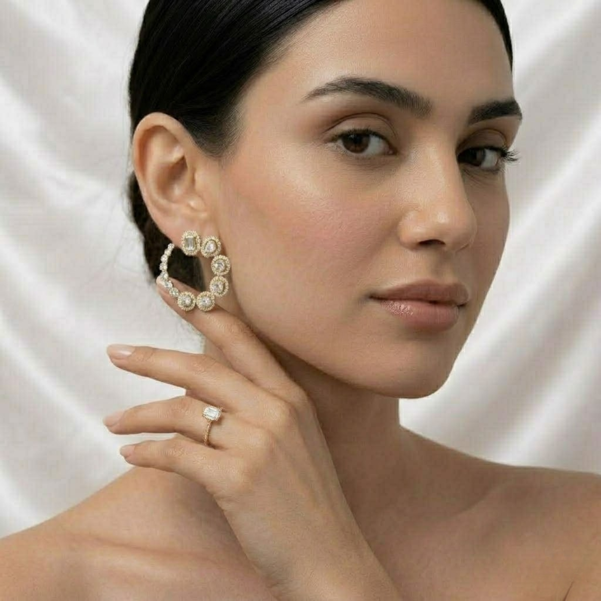 Mixed Shape Diamond Drop Diamond Earrings