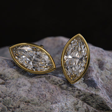 Elise Marquise-Cut Lab-Grown Diamond Stud Earrings | 3.00 CTW | Bezel-Set | 14K & 18K Gold