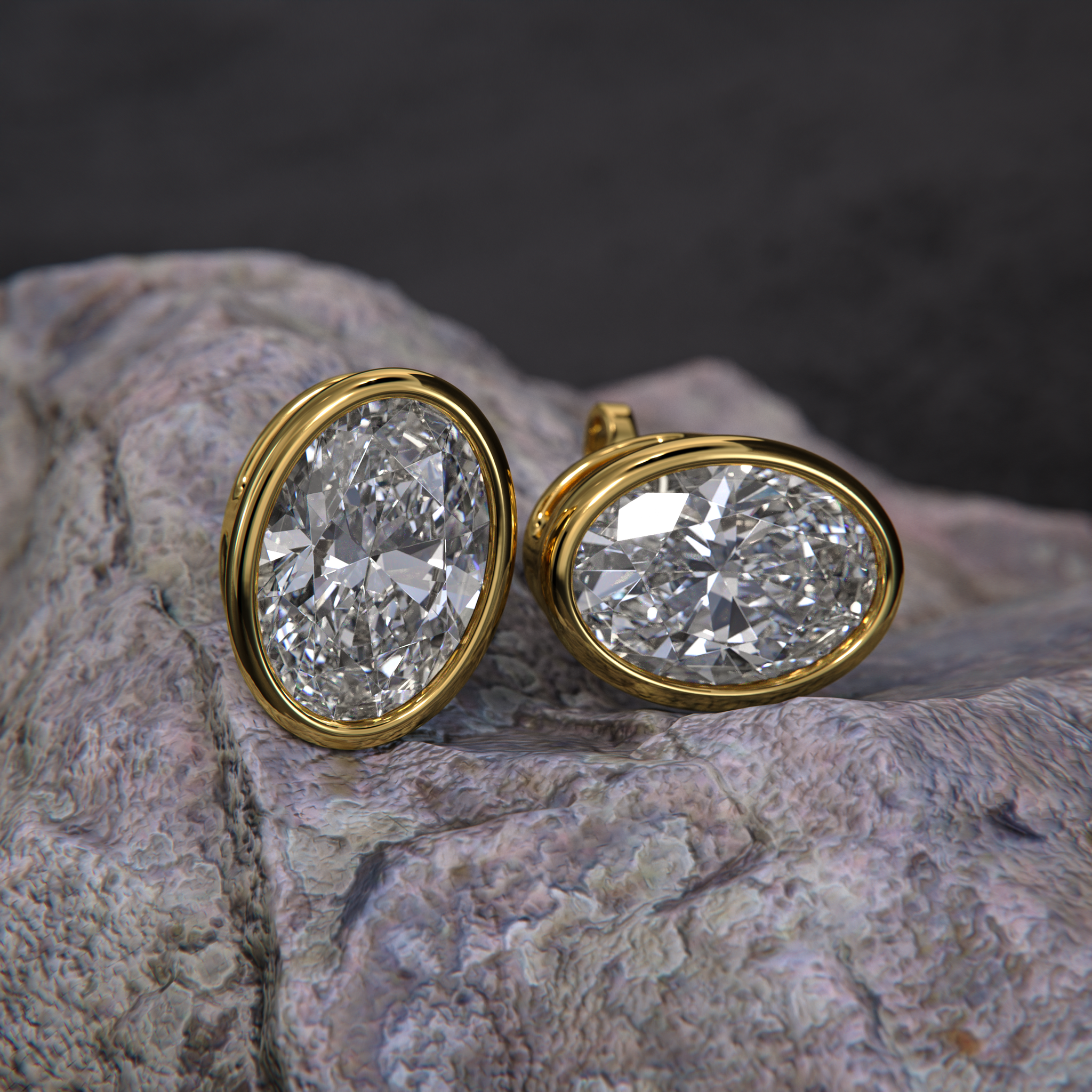 Oval-Cut Lab-Grown Diamond Bezel Stud Earrings | Sustainable Luxury by Elrock Jewels™