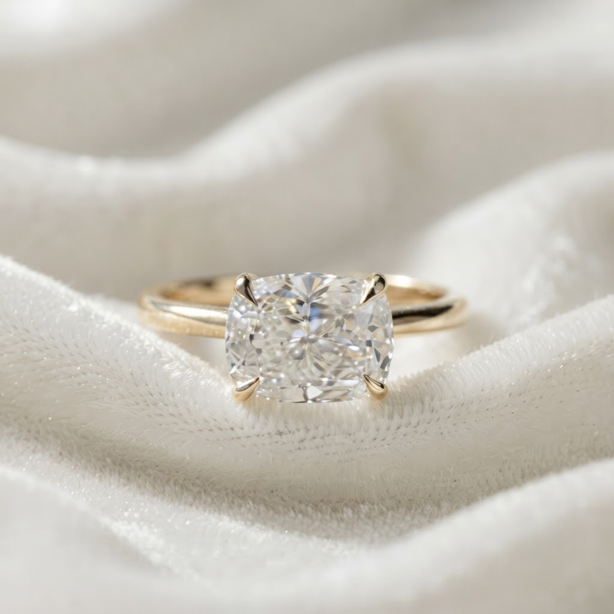 Elongated Cushion East West Engagement Ring